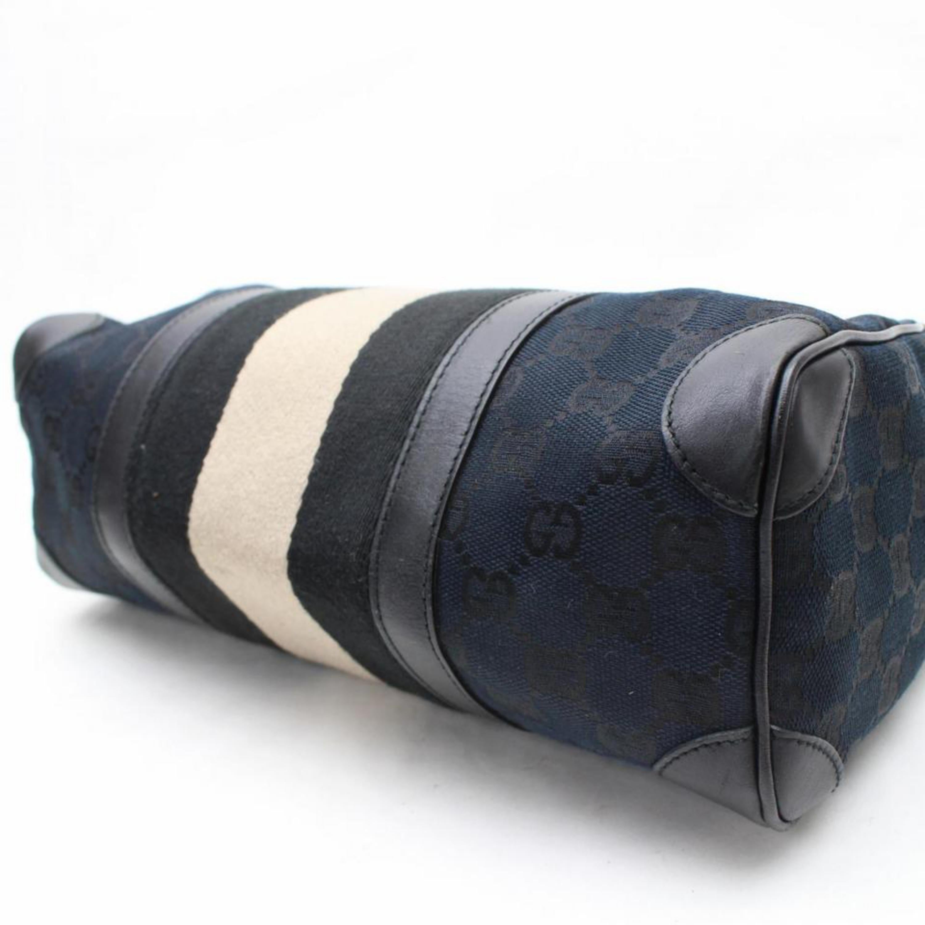 Gucci Boston Monogram Web Sherry 867978 Black Canvas Satchel For Sale 3