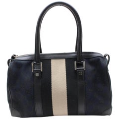 Gucci Boston Monogram Web Sherry 867978 Black Canvas Satchel