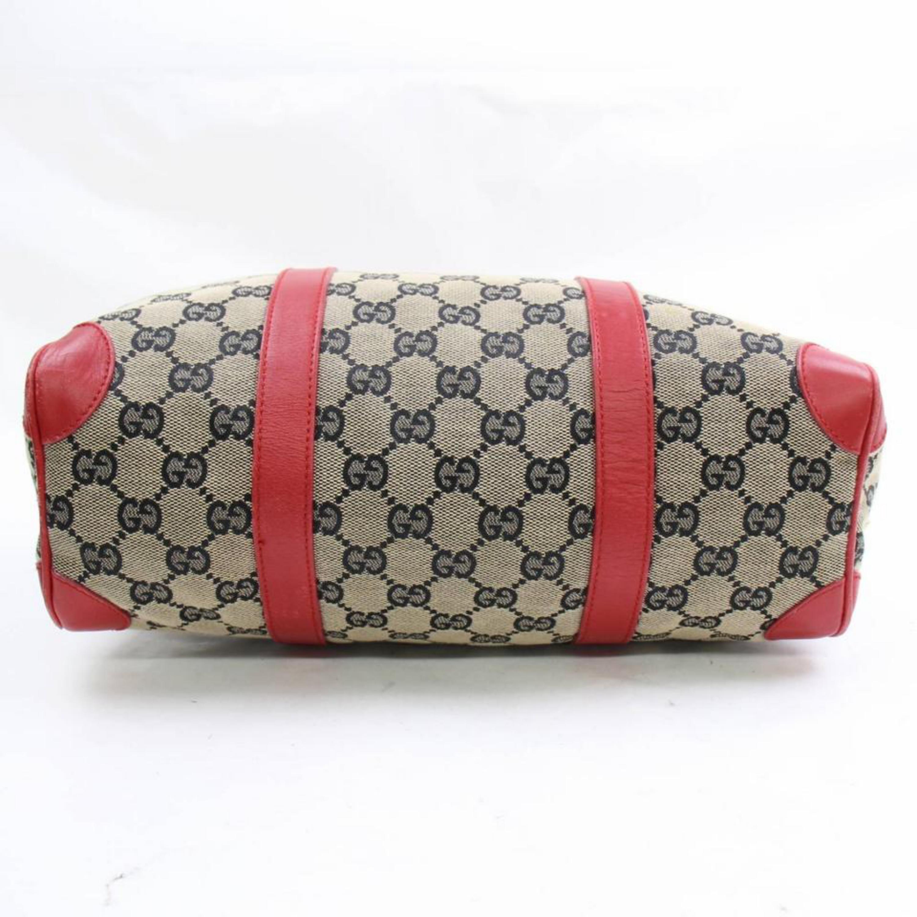 Gucci Boston Navy and Monogram Gg 868323 Red Canvas Satchel For Sale 1