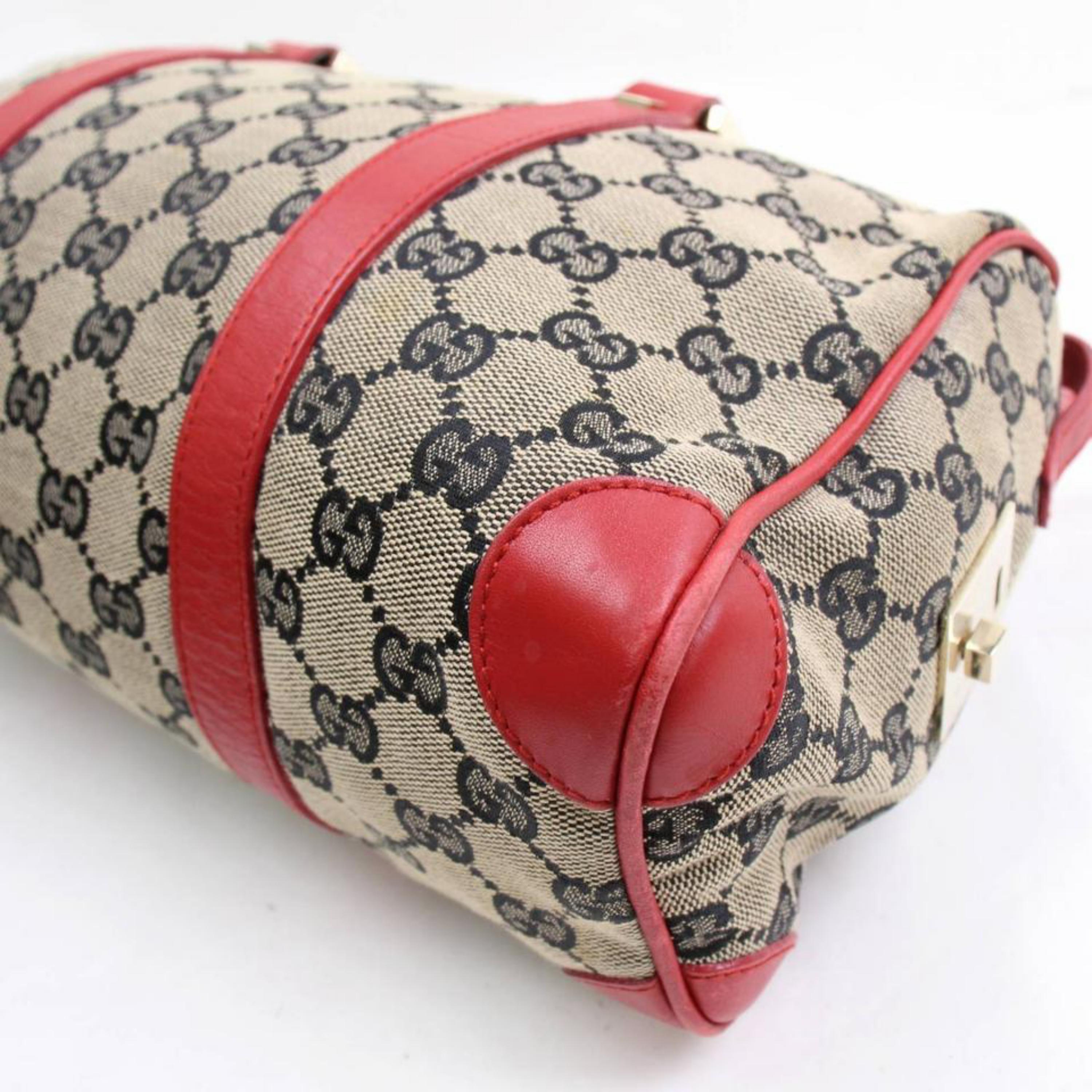 Gucci Boston Navy and Monogram Gg 868323 Red Canvas Satchel For Sale 3
