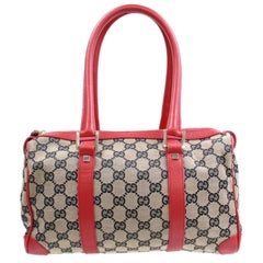 Gucci Boston Navy and Monogram Gg 868323 Red Canvas Satchel
