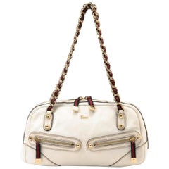 Gucci Boston Princy Chain 867441 White Leather Shoulder Bag