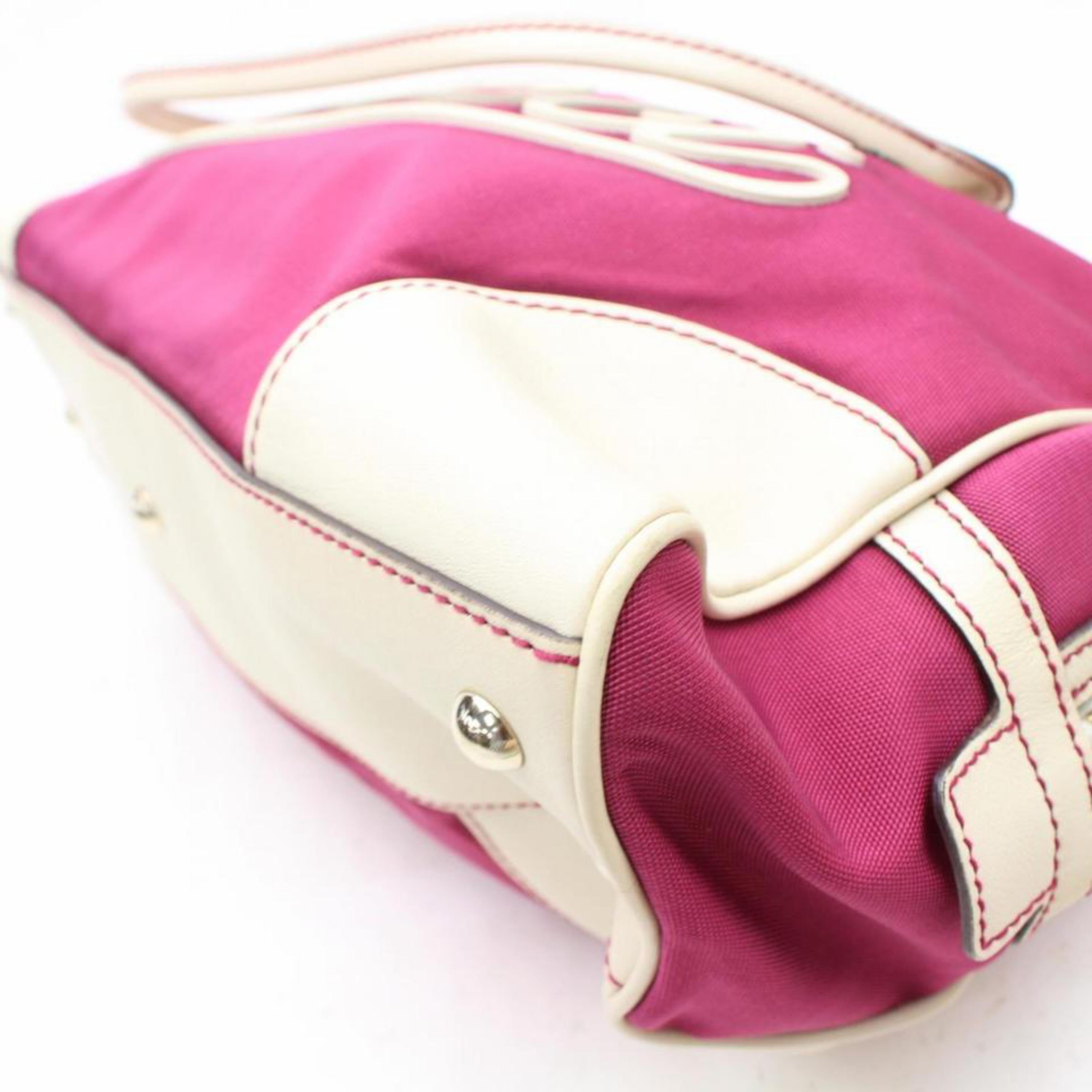Gucci Boston Script Lasso Anchor Charm Bowler Duffle 868419 Pink Canvas Weekend/ For Sale 2