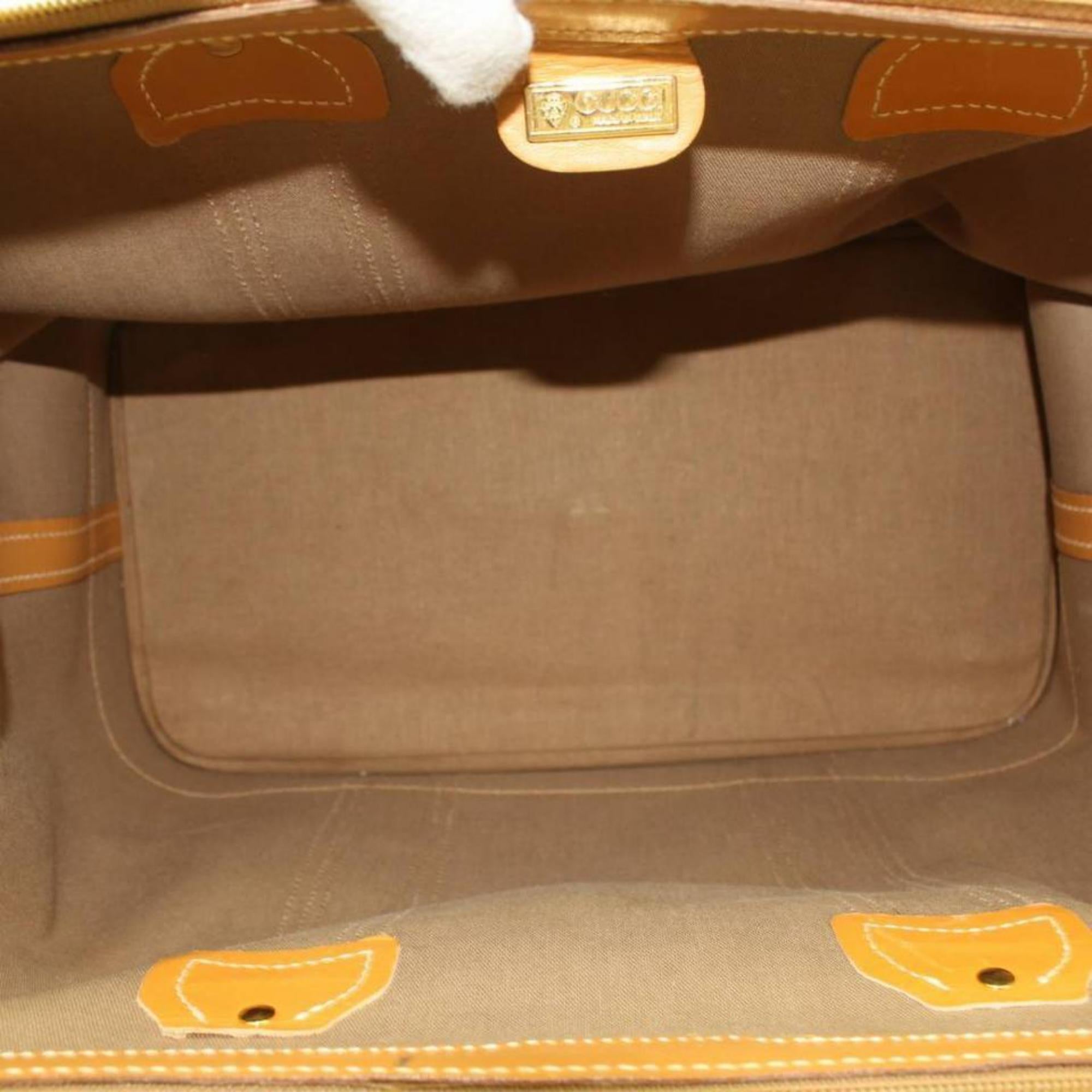 Beige Gucci Boston Sherry Micro Gg Web Duffle 869498 Brown  Canvas Weekend/Travel Bag For Sale