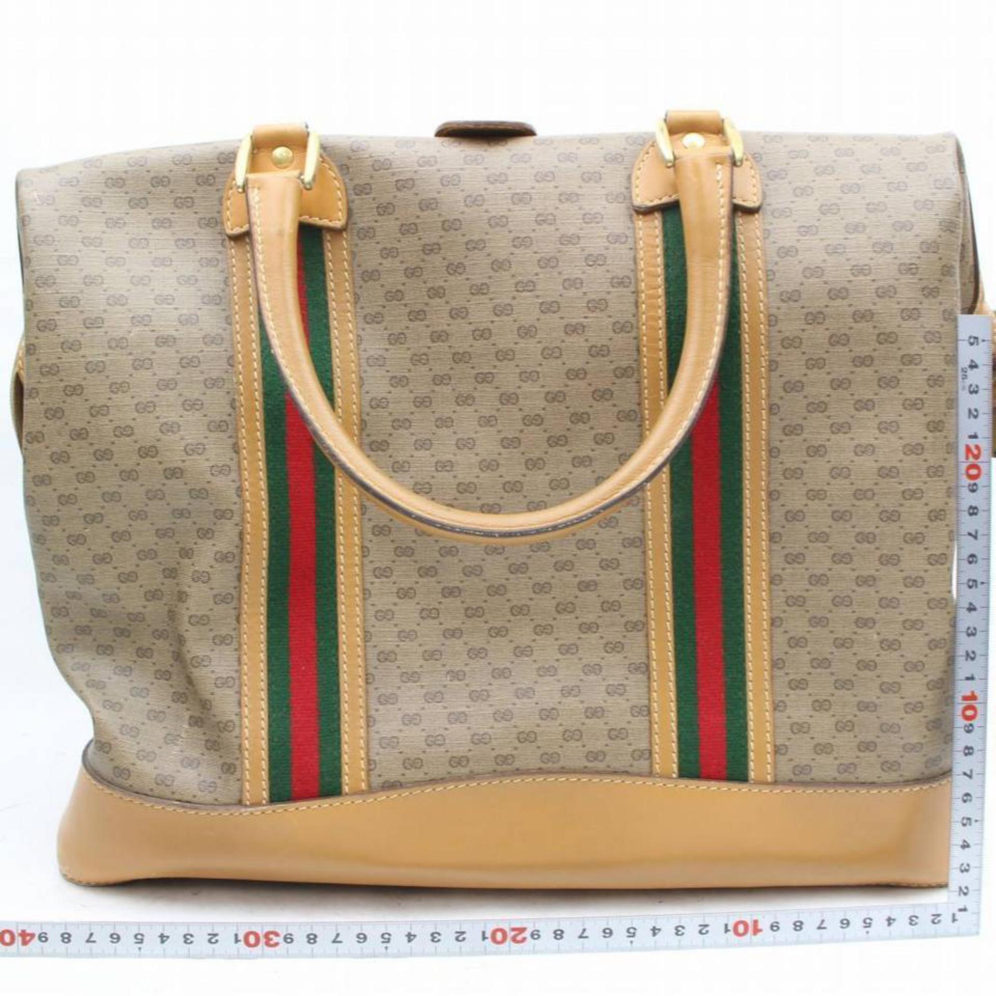 Women's Gucci Boston Sherry Micro Gg Web Duffle 869498 Brown  Canvas Weekend/Travel Bag For Sale