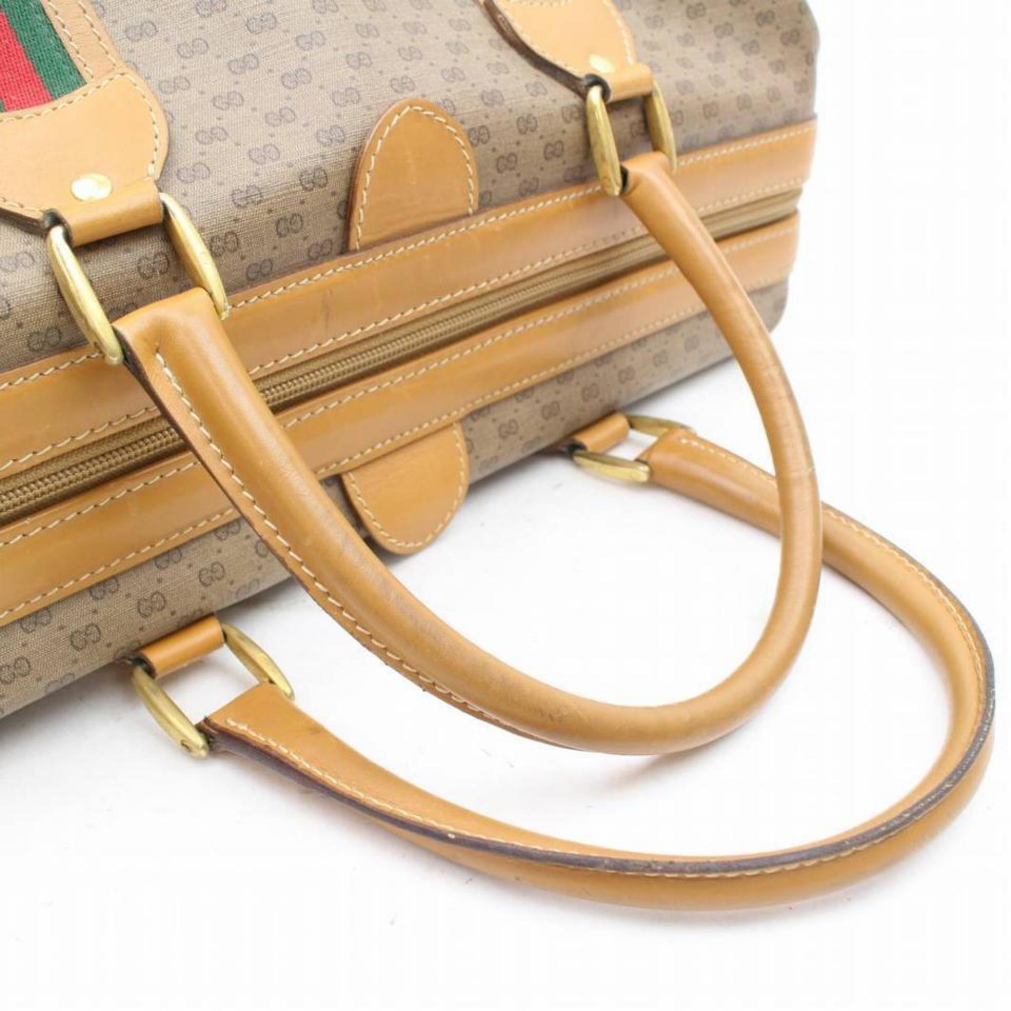 Gucci Boston Sherry Micro Gg Web Duffle 869498 Brown  Canvas Weekend/Travel Bag For Sale 1
