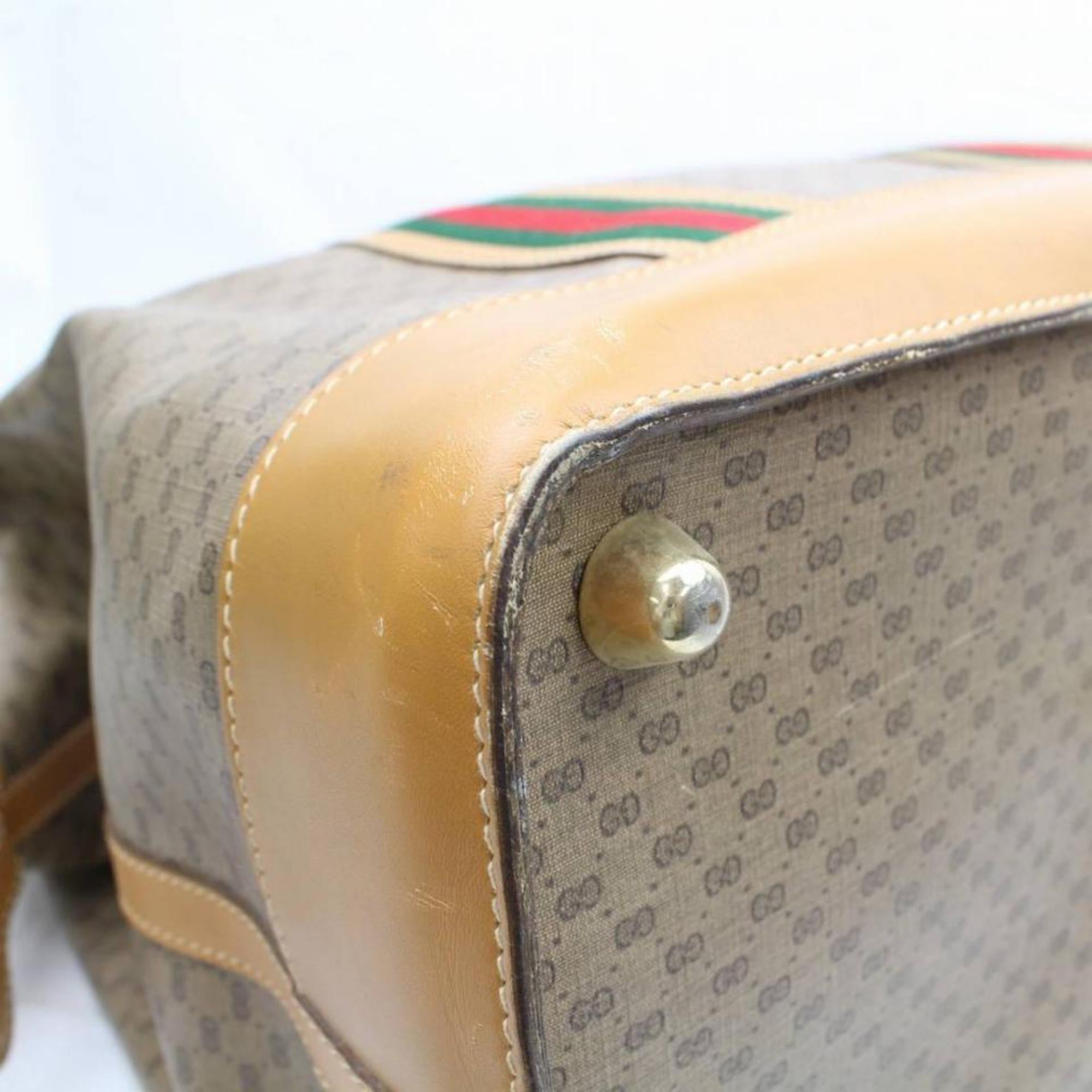 Gucci Boston Sherry Micro Gg Web Duffle 869498 Brown  Canvas Weekend/Travel Bag For Sale 2