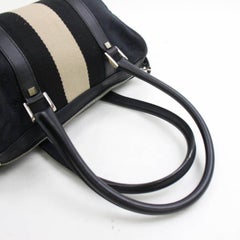Gucci Boston Sherry Monogram Web 868292 Black Canvas Satchel