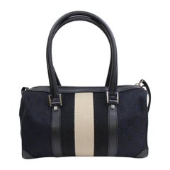 Gucci Boston Sherry Monogram Web 868292 Black Canvas Satchel