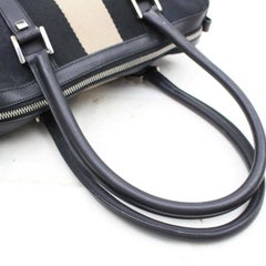 Gucci Boston Sherry Monogram Web 870028 Black Canvas Satchel