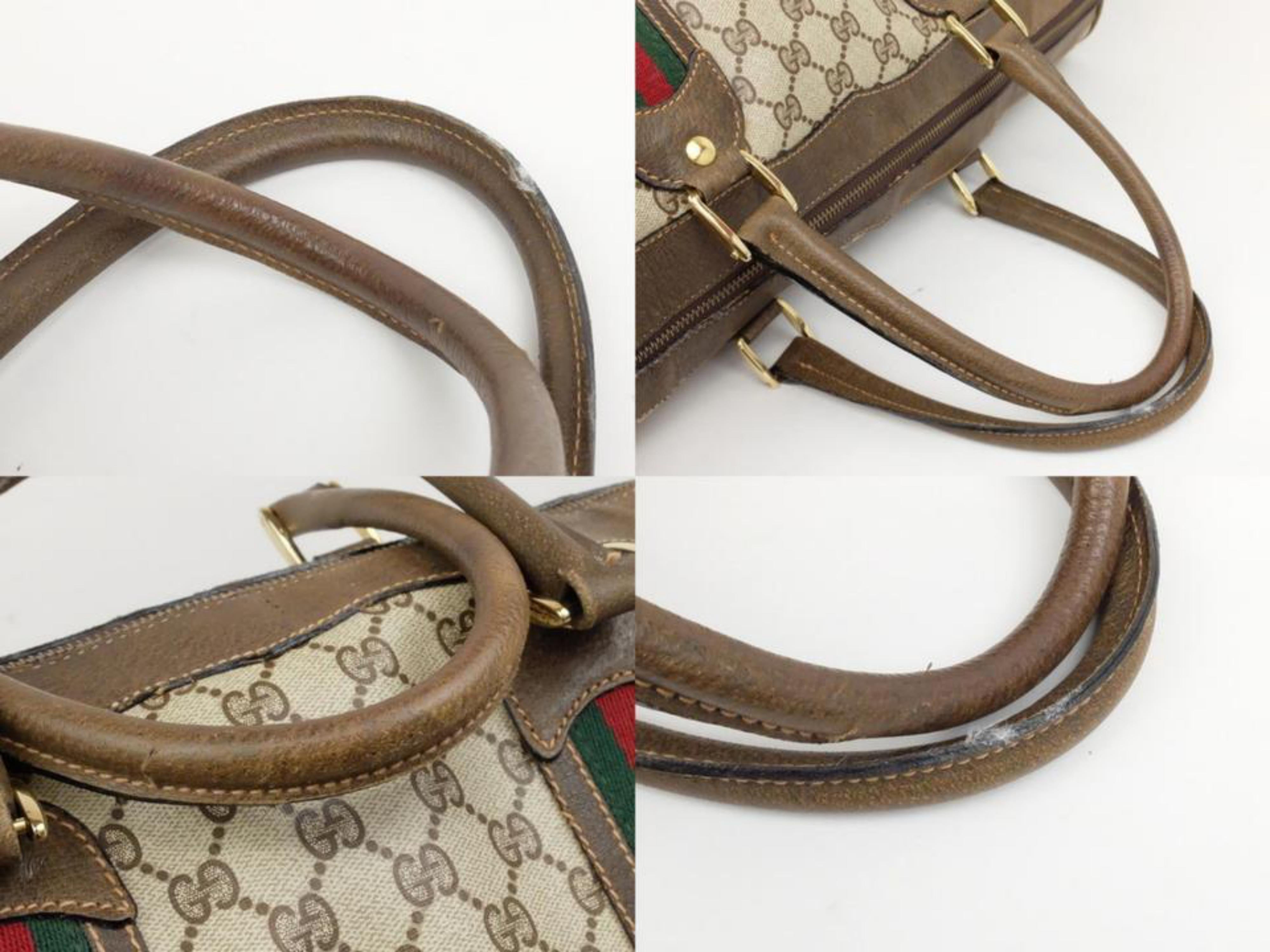 Gucci Boston Sherry Monogram Web Duffle 230431 Brown Weekend/Travel Bag For Sale 8