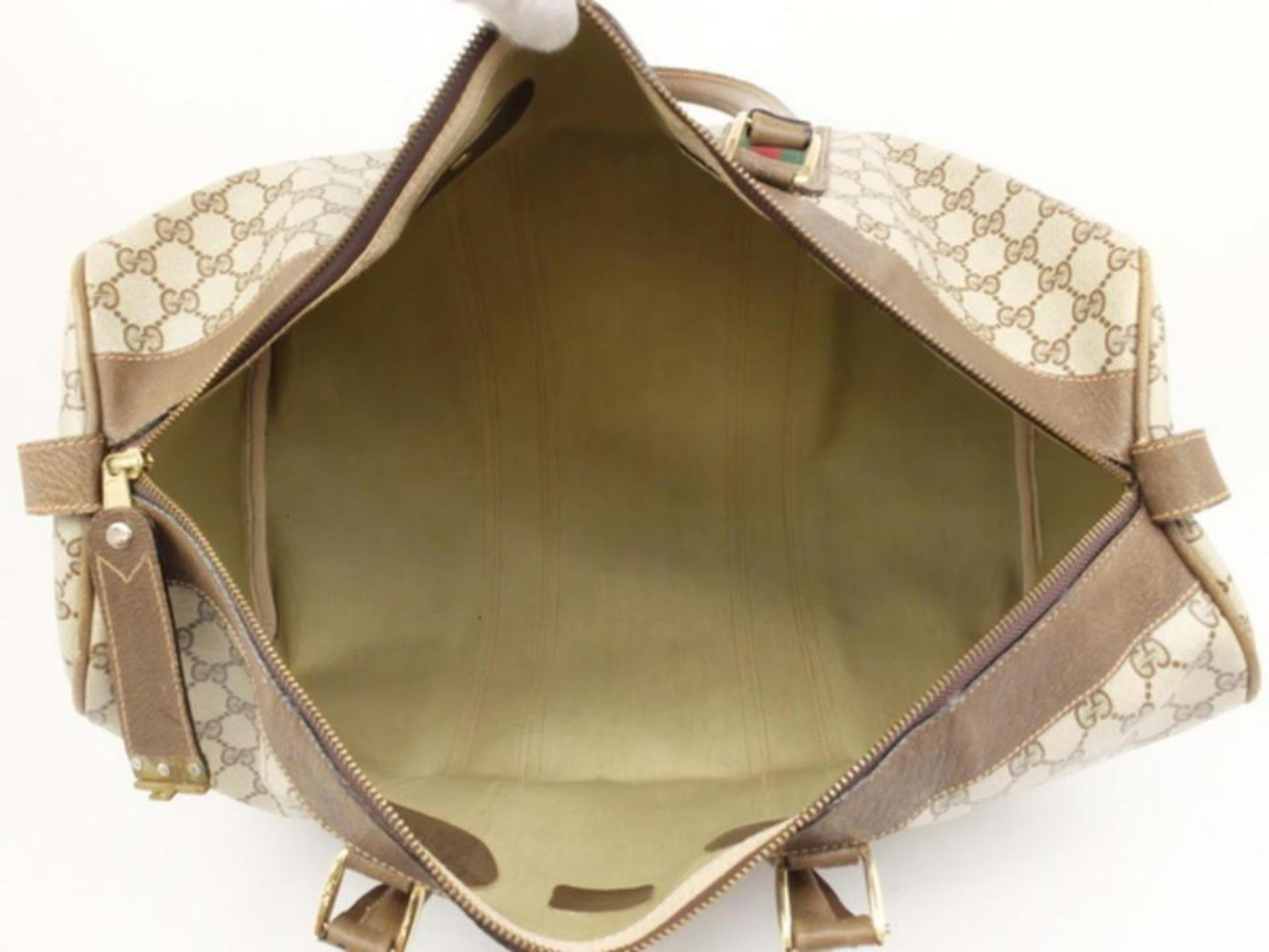 Gucci Boston Sherry Monogram Web Duffle 230431 Brown Weekend/Travel Bag im Zustand „Gut“ im Angebot in Forest Hills, NY