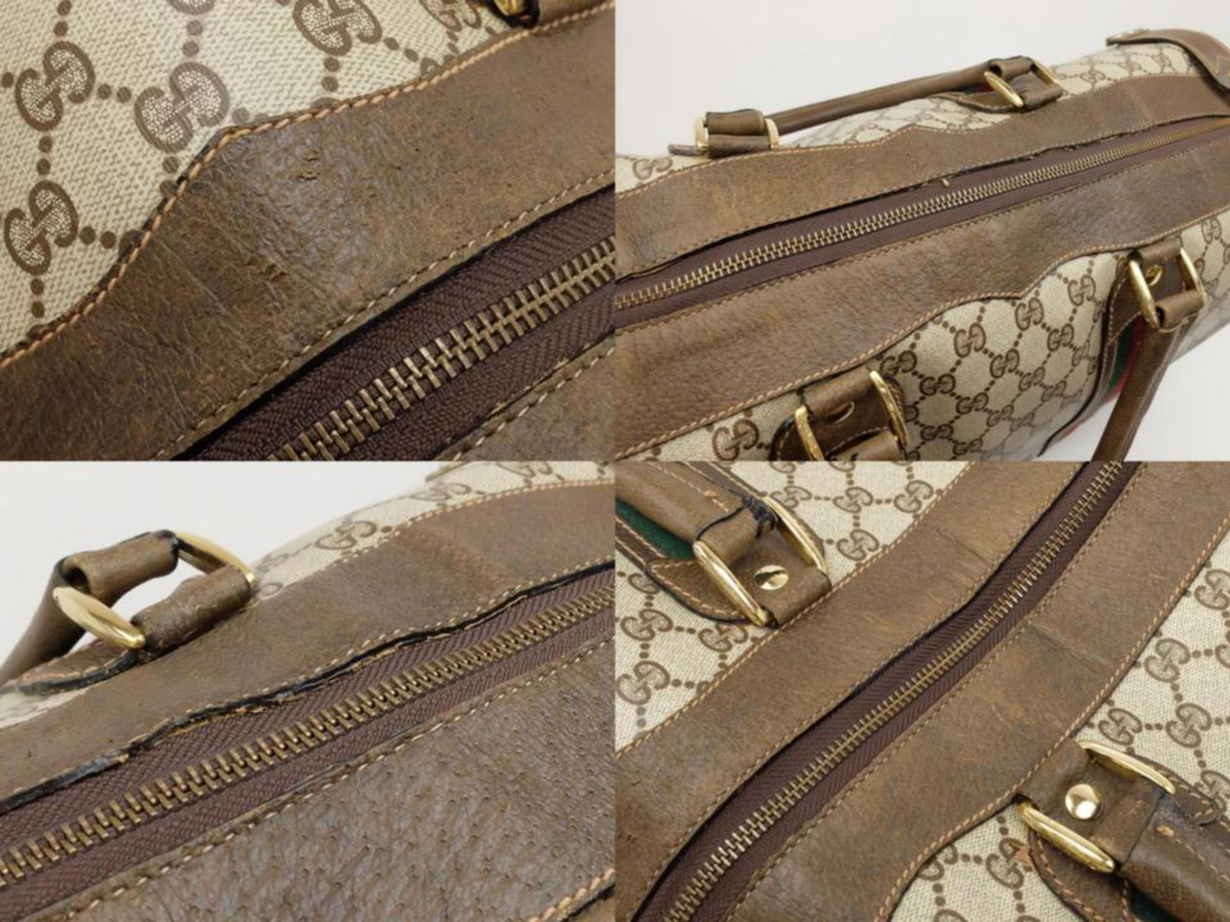 Gucci Boston Sherry Monogram Web Duffle 230431 Brown Weekend/Travel Bag im Angebot 1