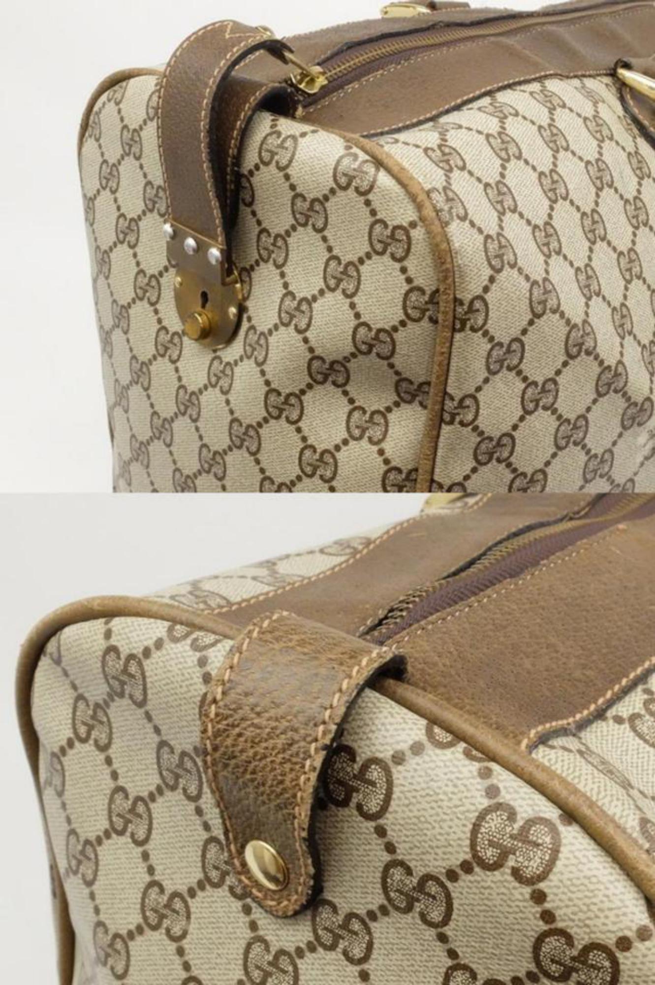 Gucci Boston Sherry Monogram Web Duffle 230431 Brown Weekend/Travel Bag For Sale 4