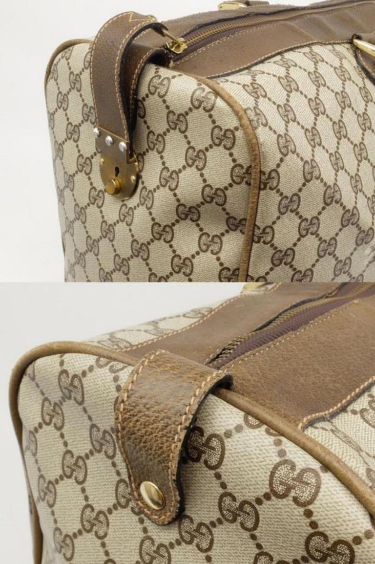 Vintage Tan Gucci Sherry Duffle Travel Bag