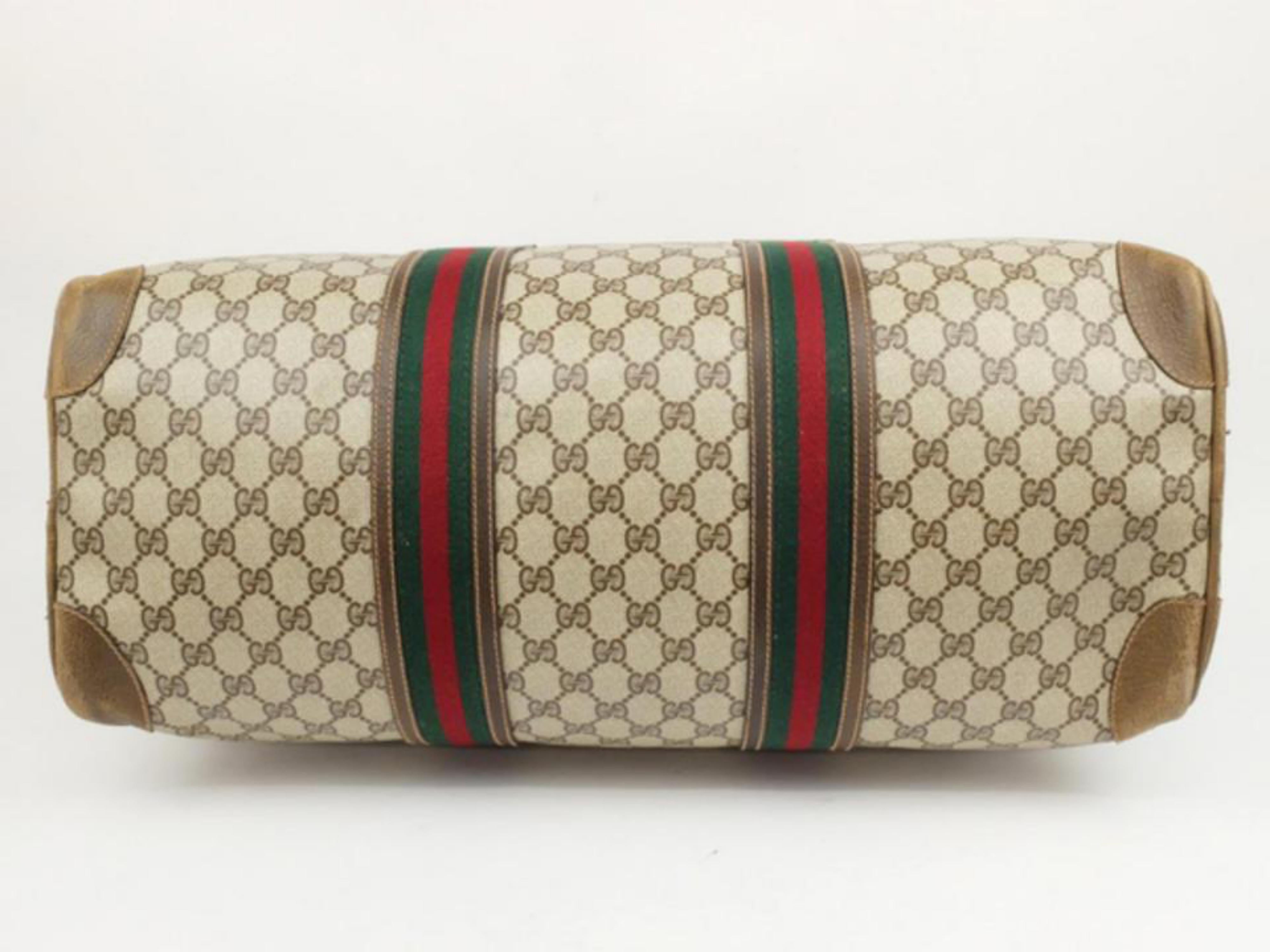 Gucci Boston Sherry Monogram Web Duffle 230431 Brown Weekend/Travel Bag im Angebot 4