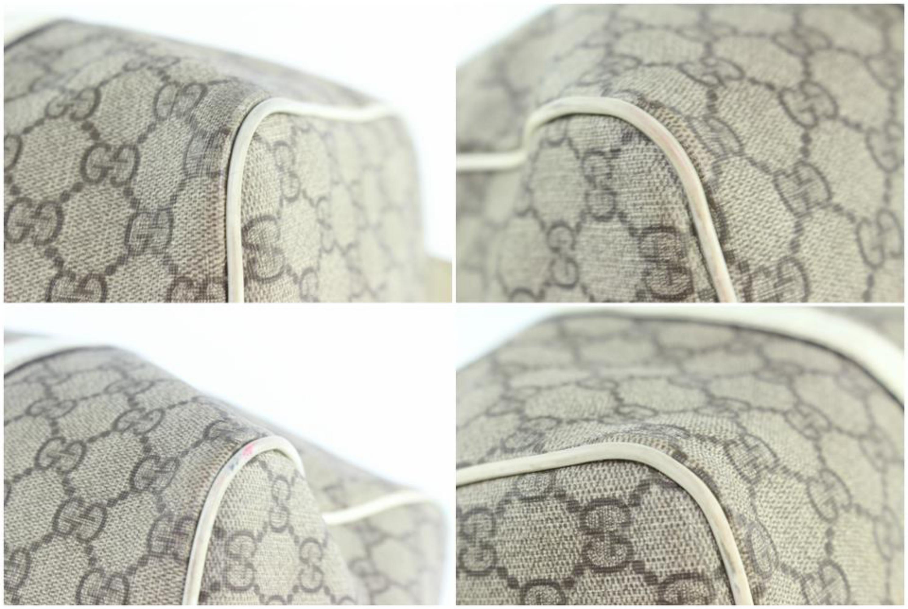 Gucci Boston Supreme Monogram Gg Joy 21gz1217 Brown Coated Canvas Satchel For Sale 6