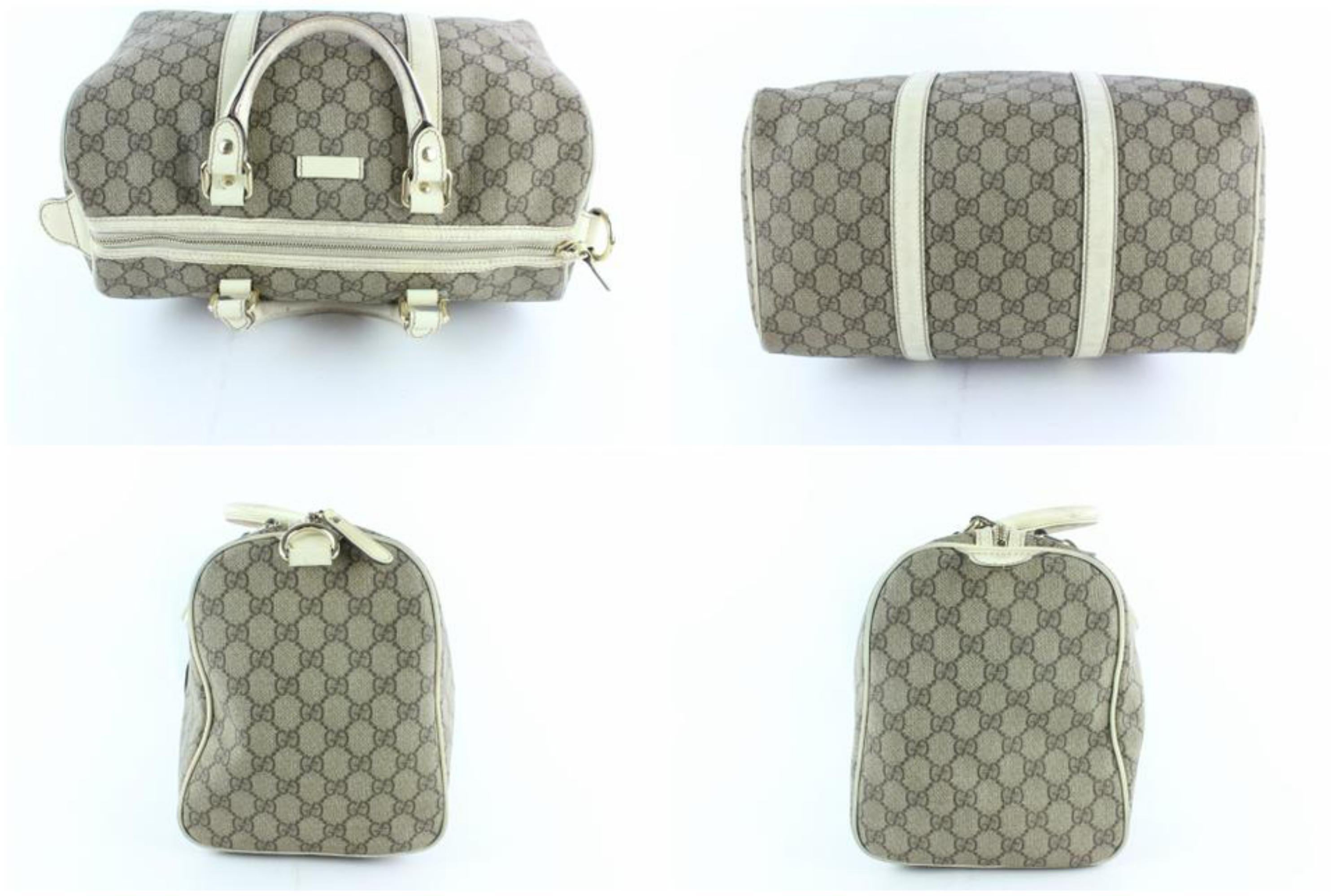 Women's Gucci Boston Supreme Monogram Gg Joy 21gz1217 Brown Coated Canvas Satchel For Sale
