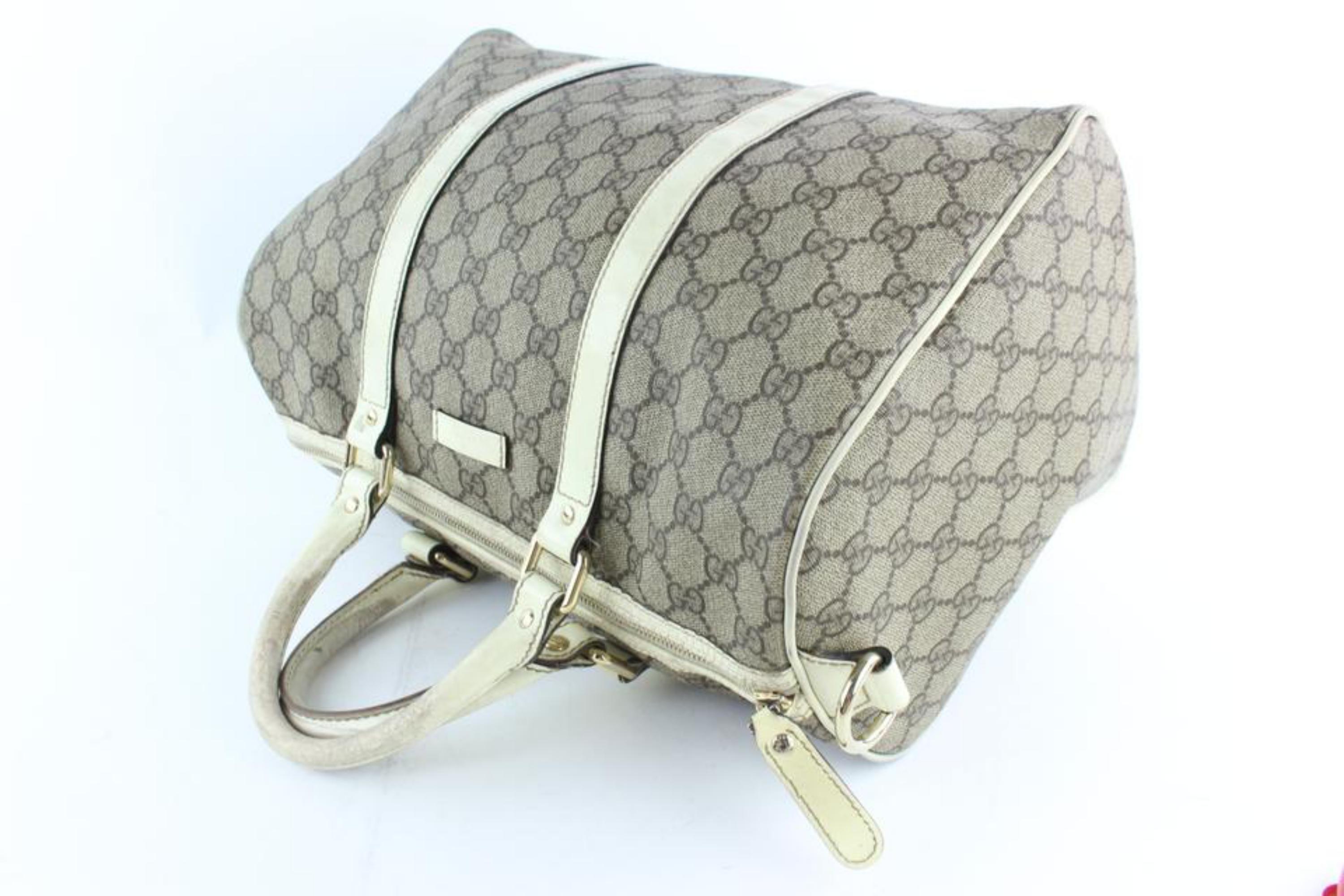 Gucci Boston Supreme Monogram Gg Joy 21gz1217 Brown Coated Canvas Satchel For Sale 1