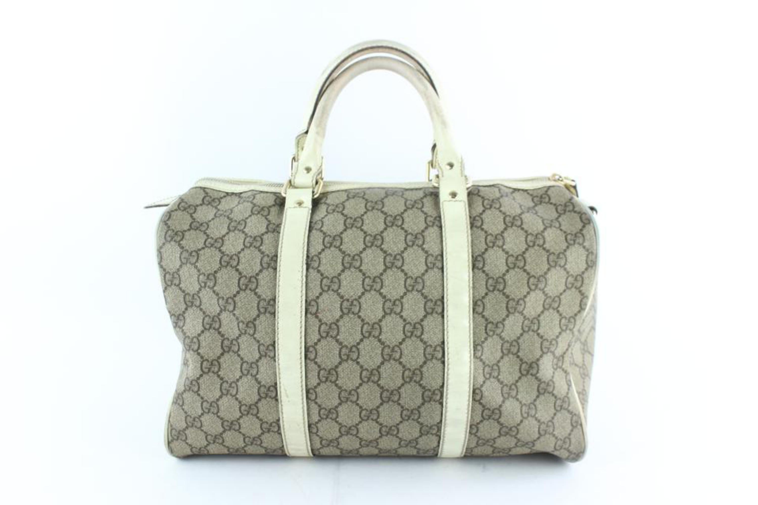Gucci Boston Supreme Monogram Gg Joy 21gz1217 Brown Coated Canvas Satchel For Sale 3