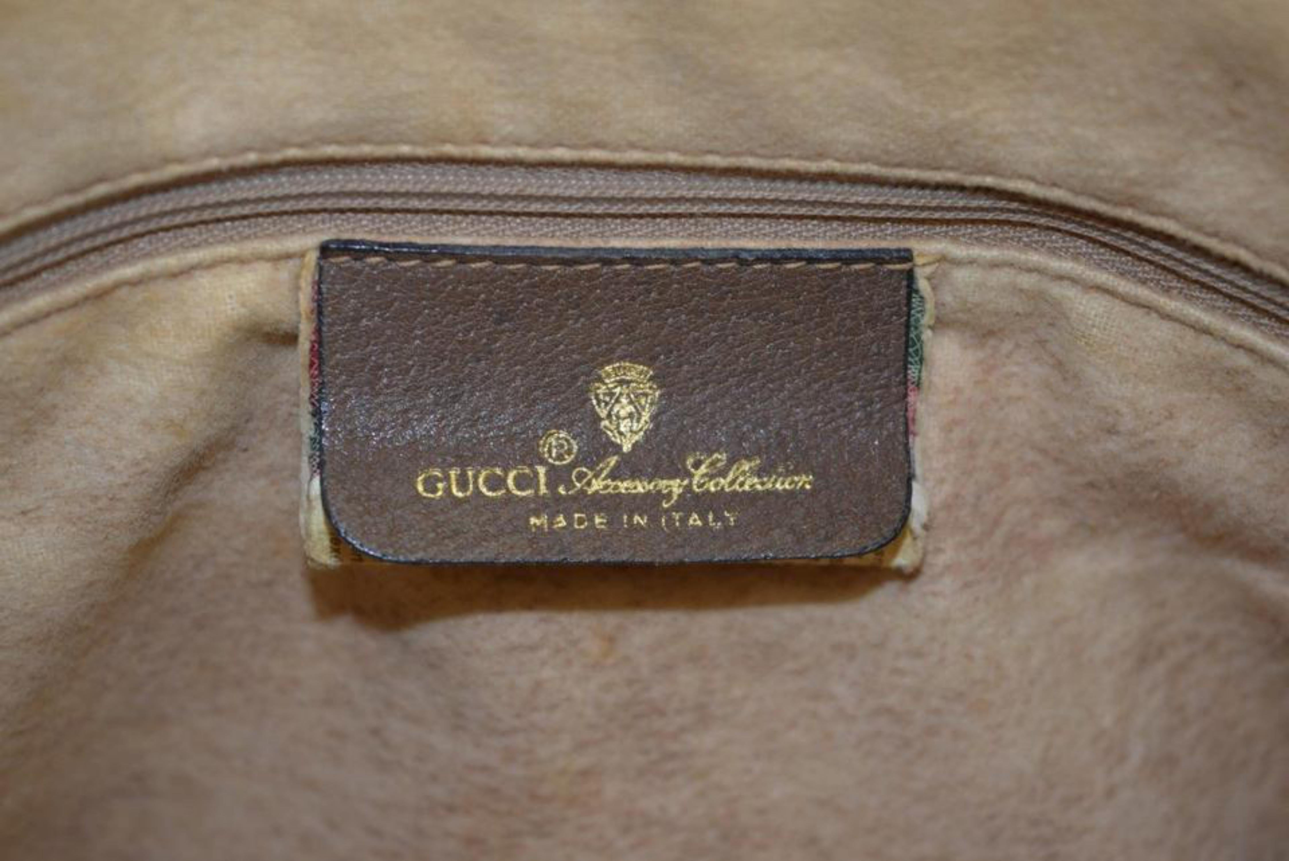 Gucci Boston Supreme Monogram Sherry Web 867957 Brown Coated Canvas Satchel In Good Condition For Sale In Forest Hills, NY