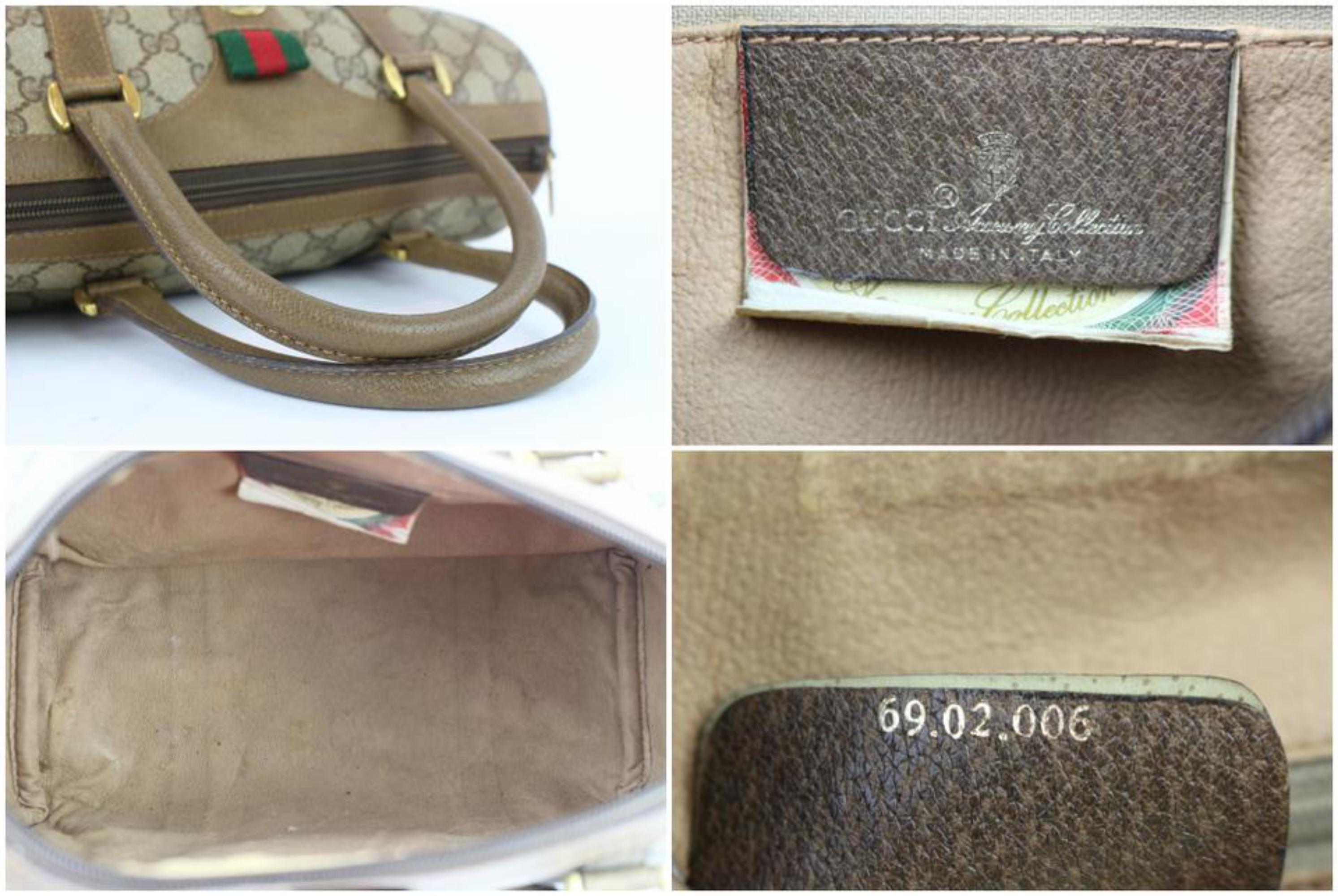 Gucci Boston Supreme Sherry Monogram Web 1gj1110 Brown Coated Canvas Satchel For Sale 6