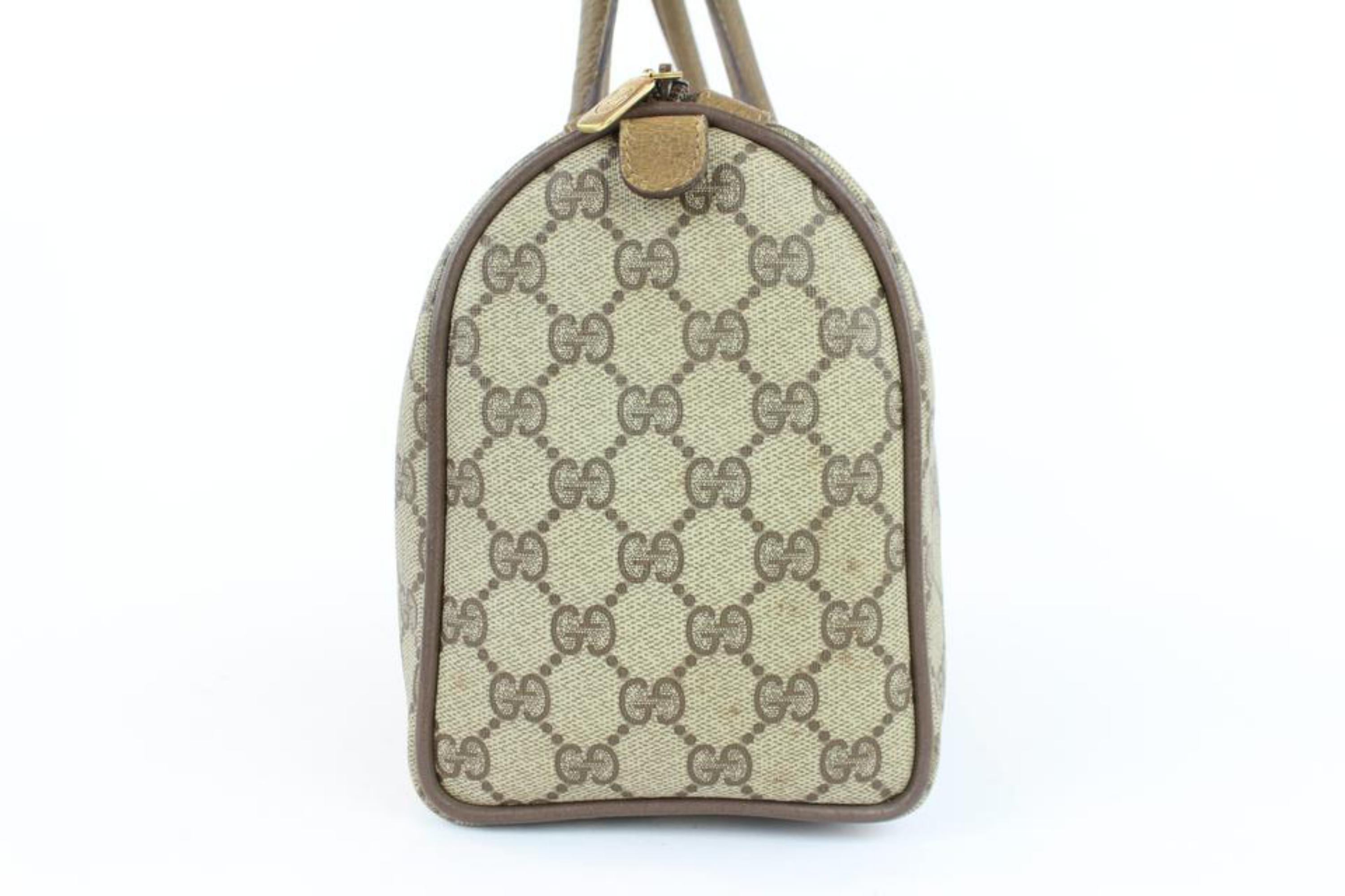 Women's Gucci Boston Supreme Sherry Monogram Web 1gj1110 Brown Coated Canvas Satchel For Sale
