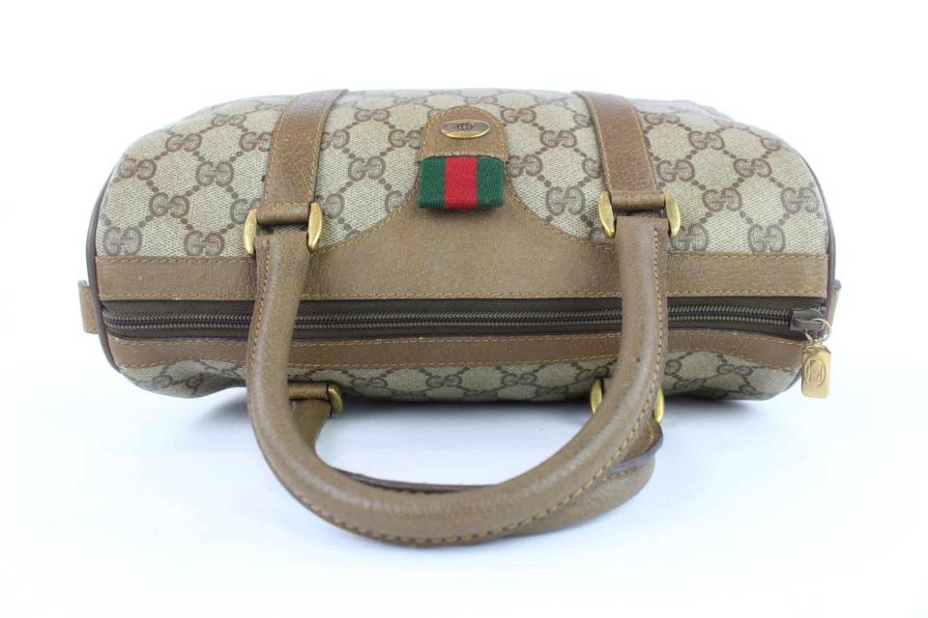 Gucci Boston Supreme Sherry Monogram Web 1gj1110 Brown Coated Canvas Satchel For Sale 2