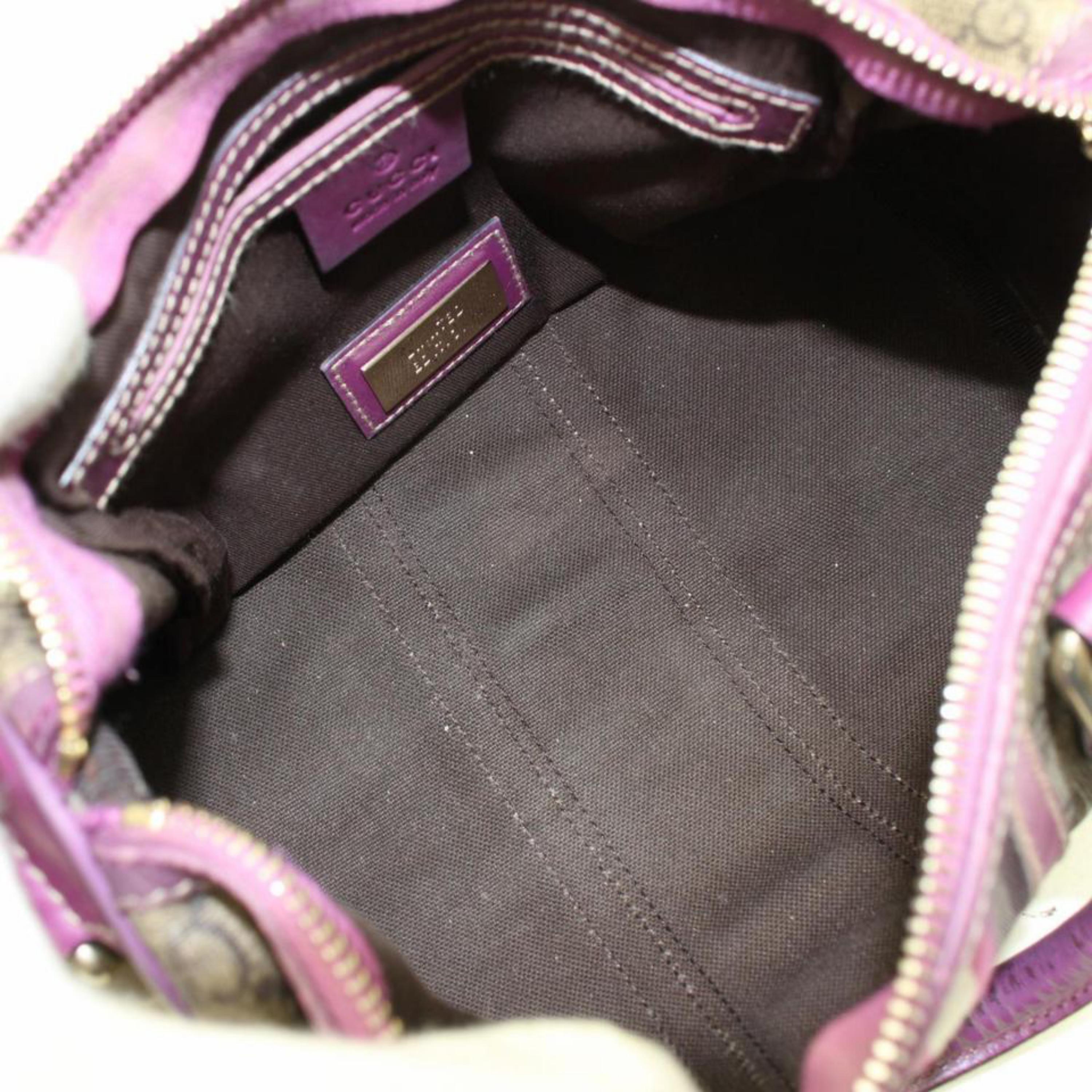 Gucci Boston (Ultra Rare) Monogram Gg Supreme Web Joy 867496 Purple Coated Canva In Good Condition In Forest Hills, NY