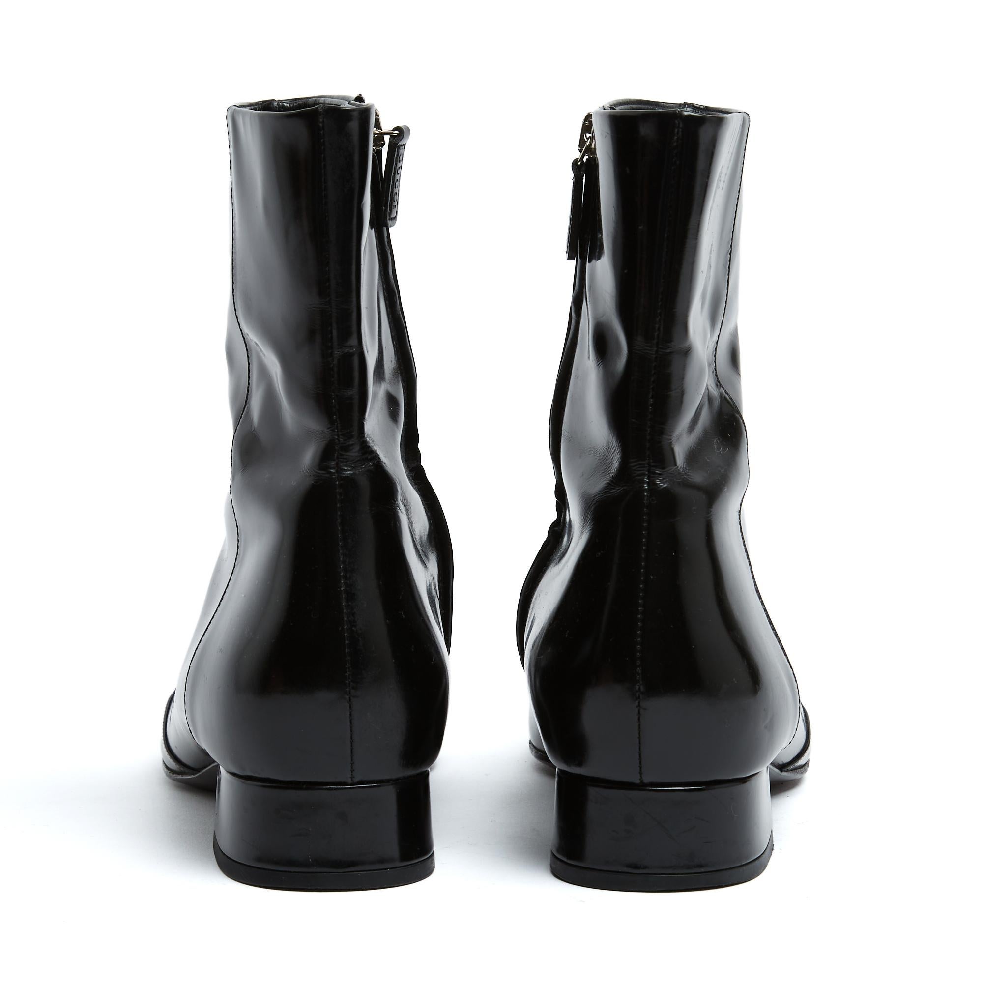 Gucci Bottines Cuir Noir Mors EU39 Black Leather Horsebit Detail Boots UK6 US8.5 In condizioni buone in vendita a PARIS, FR