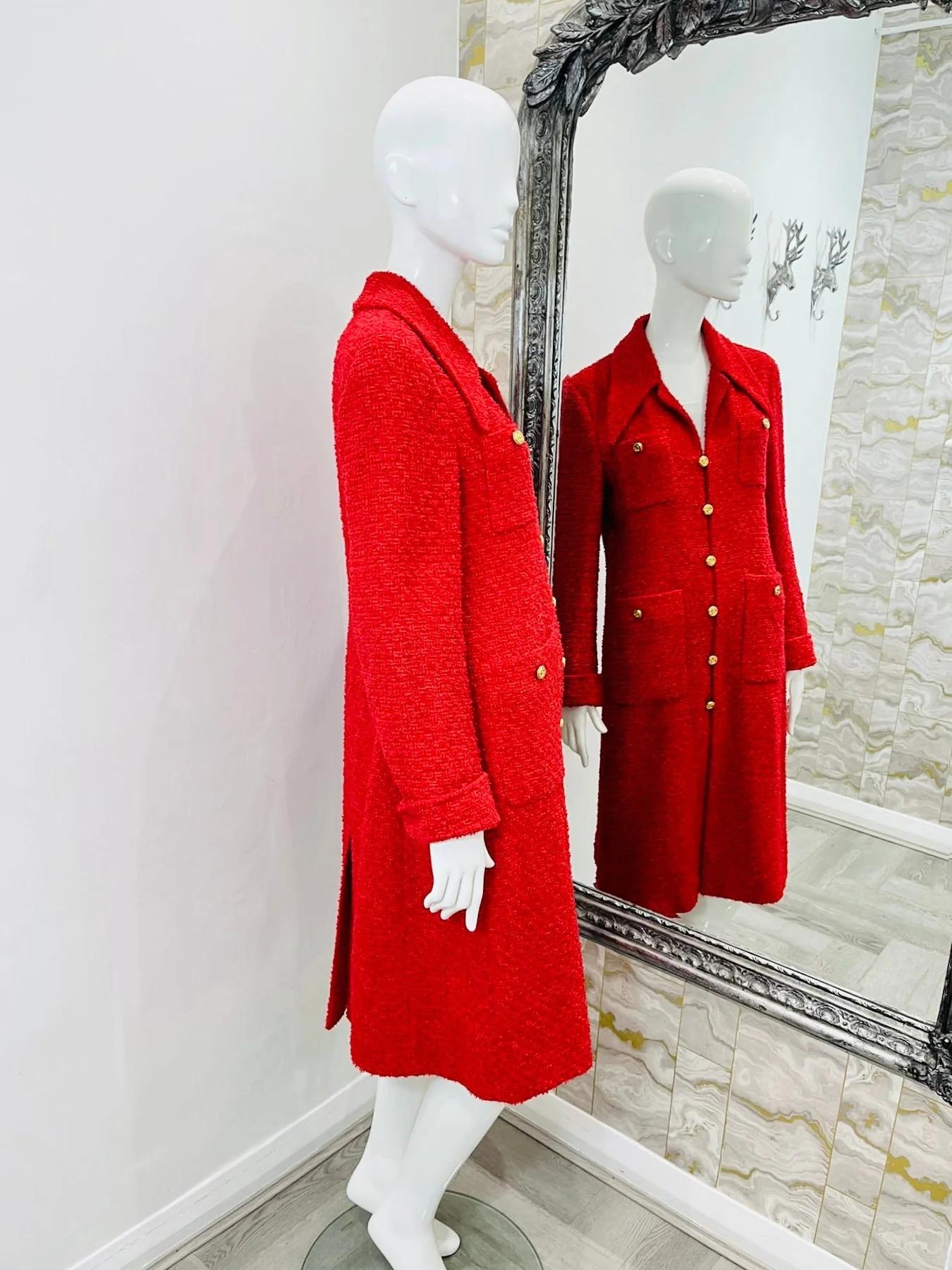 Red Gucci Boucle Coat For Sale