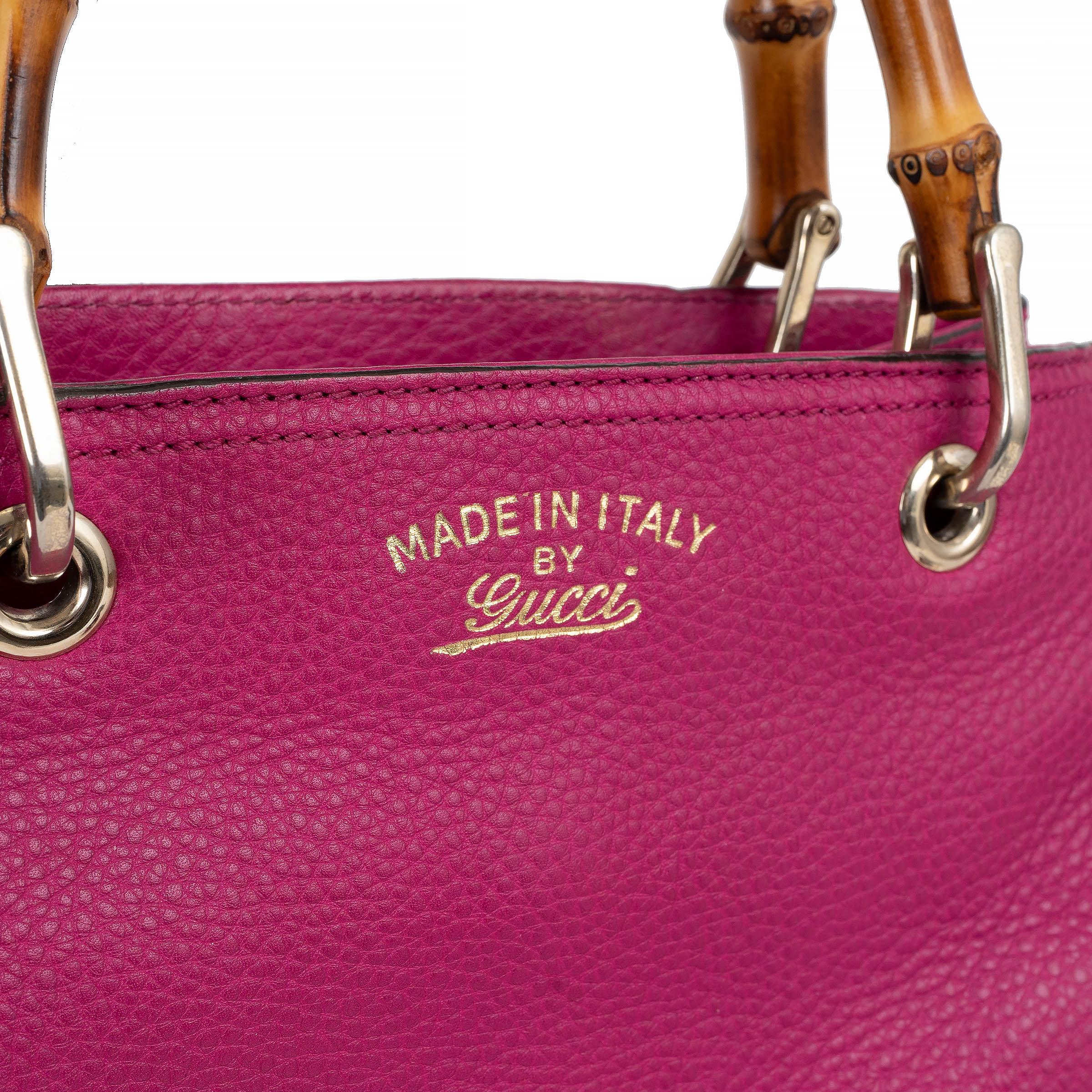 Gucci Bougainvillea cuir rose 2015 SMALL BAMBOO TOTE Bag Pour femmes en vente