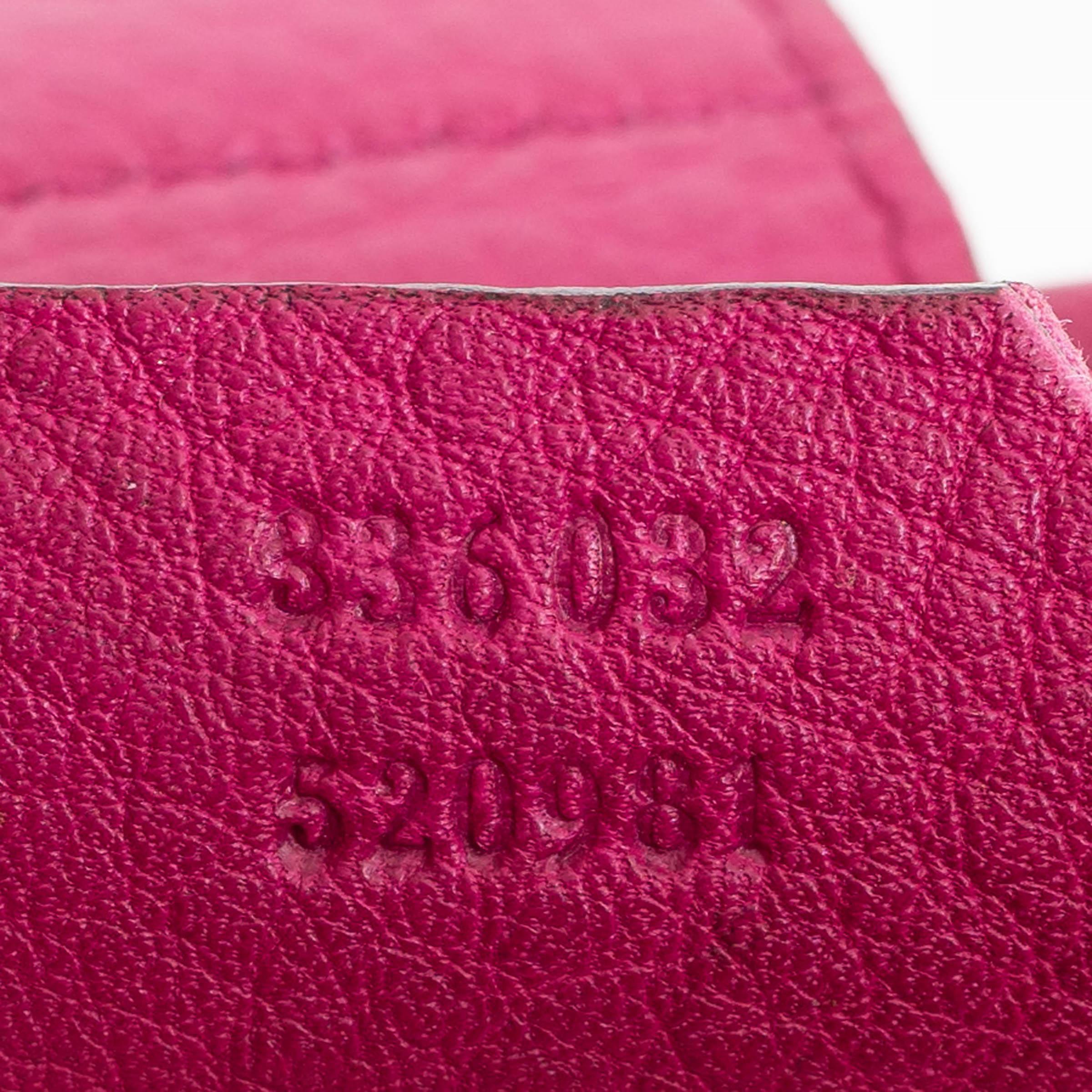 Gucci Bougainvillea cuir rose 2015 SMALL BAMBOO TOTE Bag en vente 3