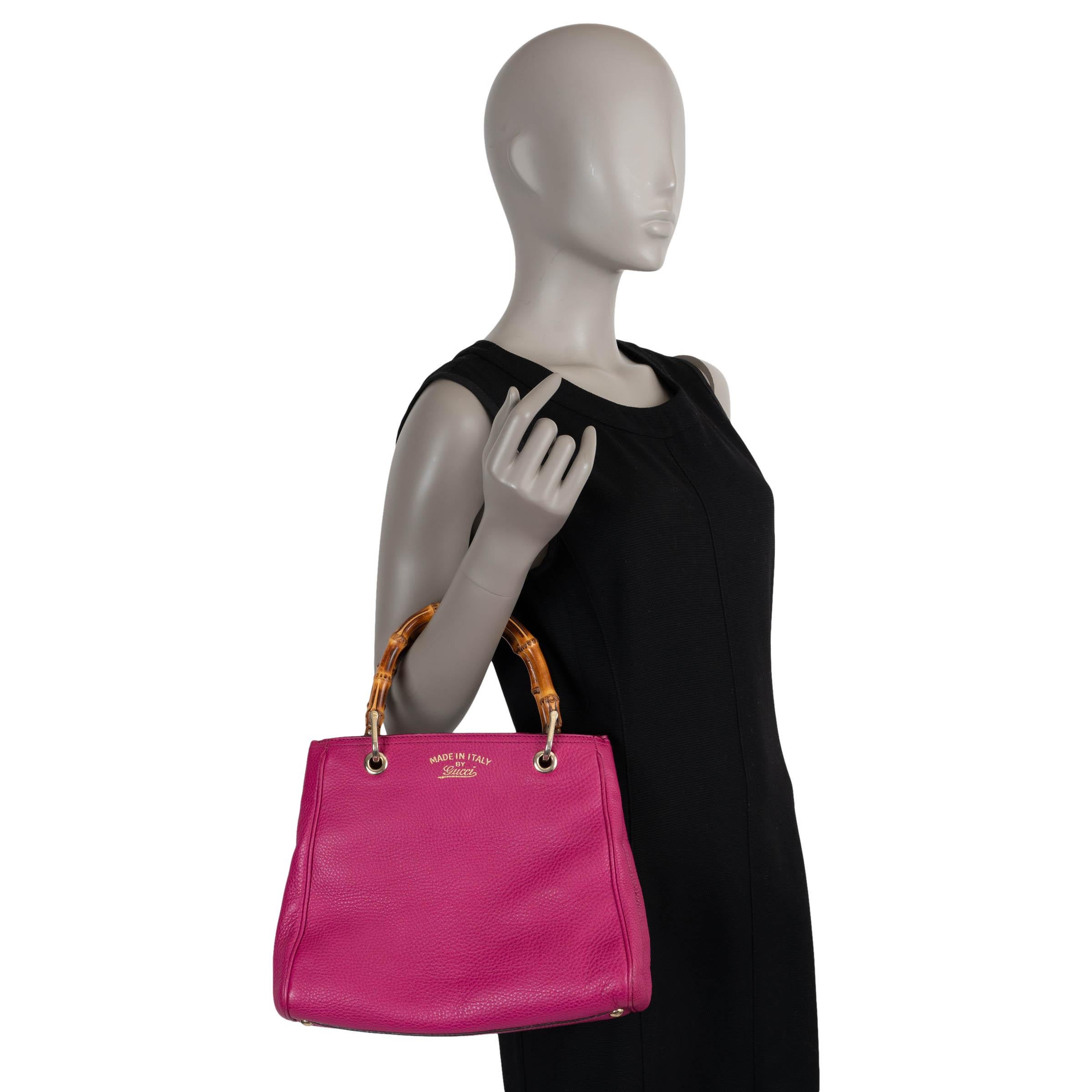 Gucci Bougainvillea cuir rose 2015 SMALL BAMBOO TOTE Bag en vente 4