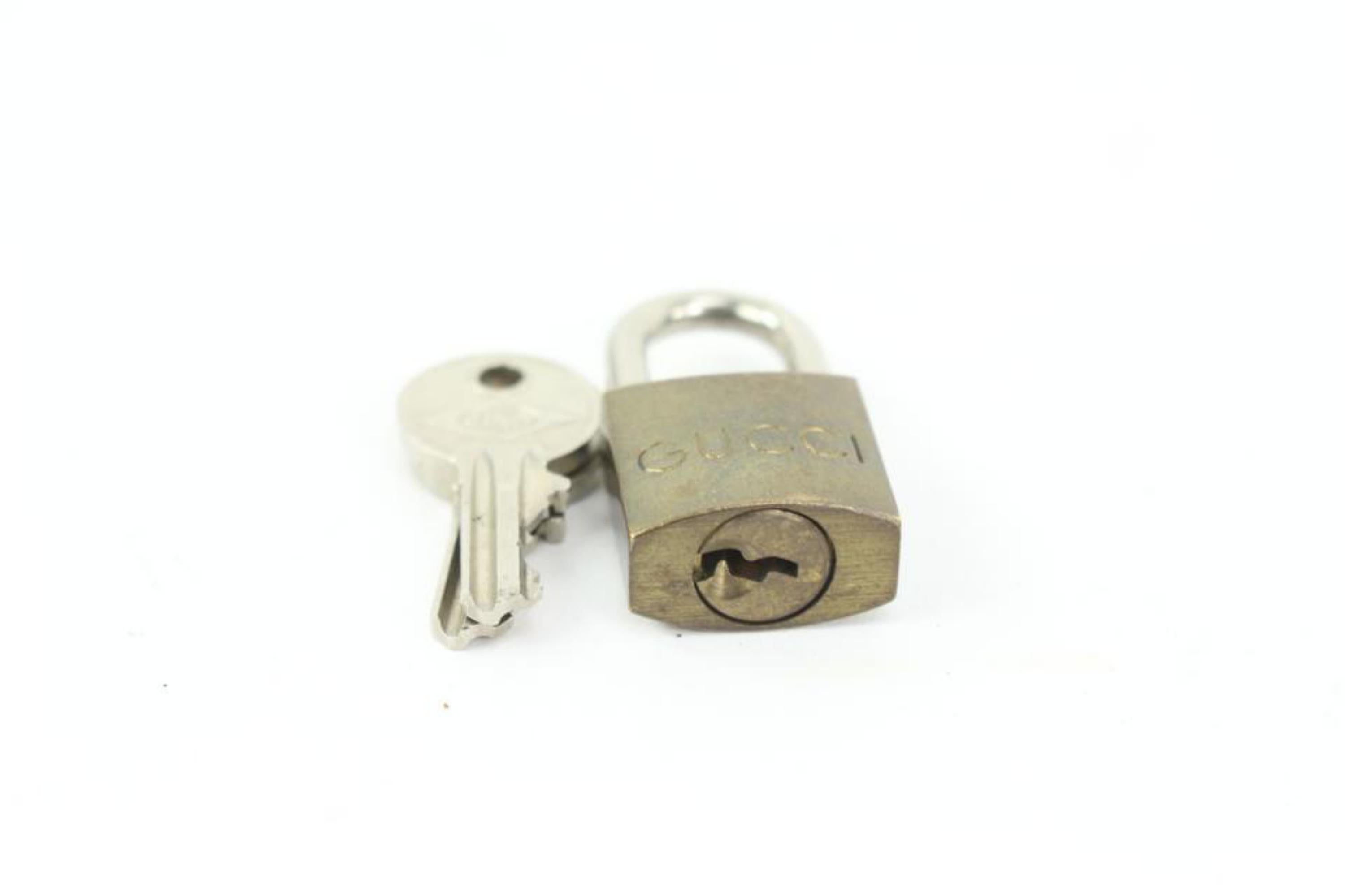 Brown Gucci Brace G Logo Lock and Key Set Cadena Bag Charm Padlock 69g315s