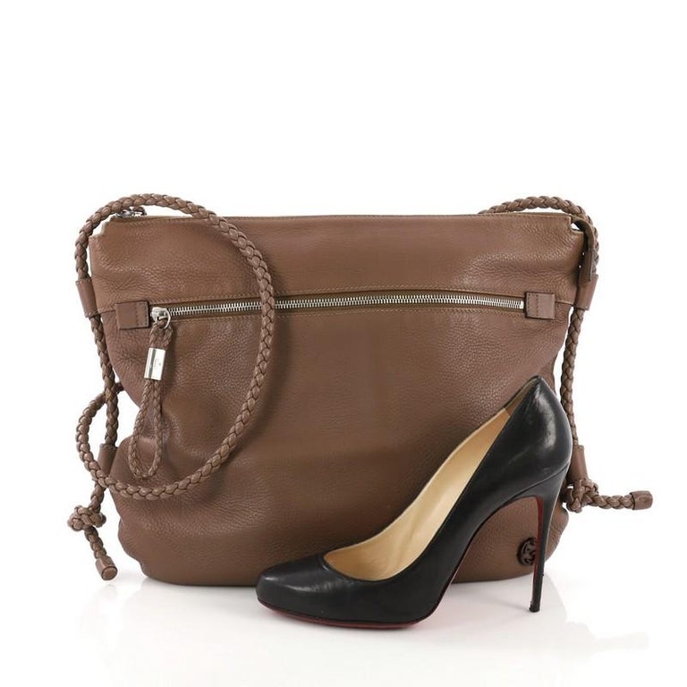 Gucci Braided Strap Zip Messenger Leather Medium at 1stDibs