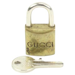 Gucci Brass G Logo Padlock and Key Set Cadena Lock Bag Charm 56g325s