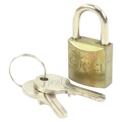 Gucci Brass GG Lock and Key Padlock Bag Charm Cadena 11g222s