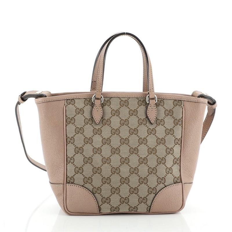 Gucci Bree Convertible Tote GG Canvas with Leather Small In Good Condition In NY, NY