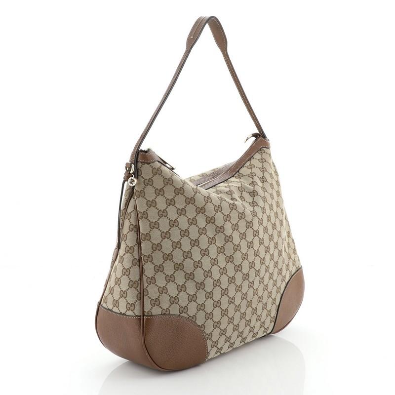 Brown Gucci Bree Hobo GG Canvas With Leather Large