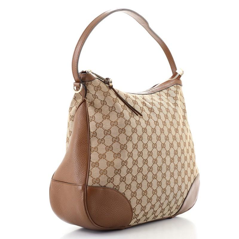 Gucci Bree Hobo GG Canvas with Leather Large In Good Condition In NY, NY