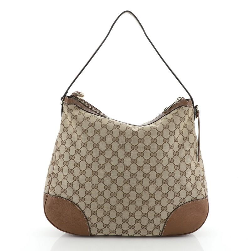 Gucci Bree Hobo GG Canvas With Leather Large In Good Condition In NY, NY