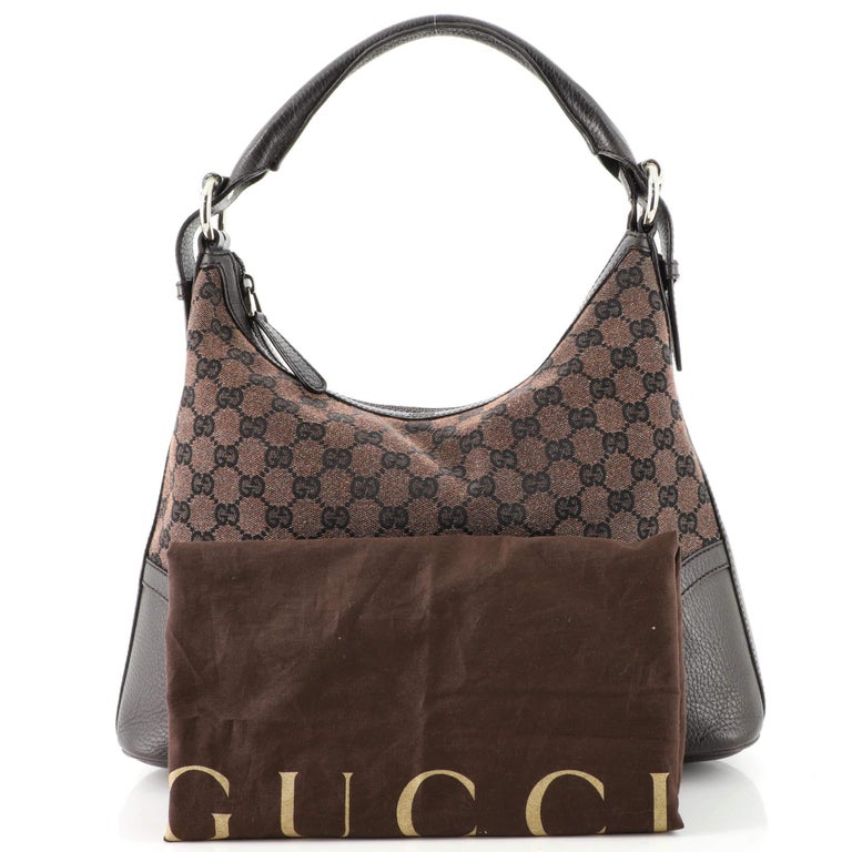 Gucci Bree Hobo (Outlet) GG Canvas with Leather Large For Sale at 1stDibs