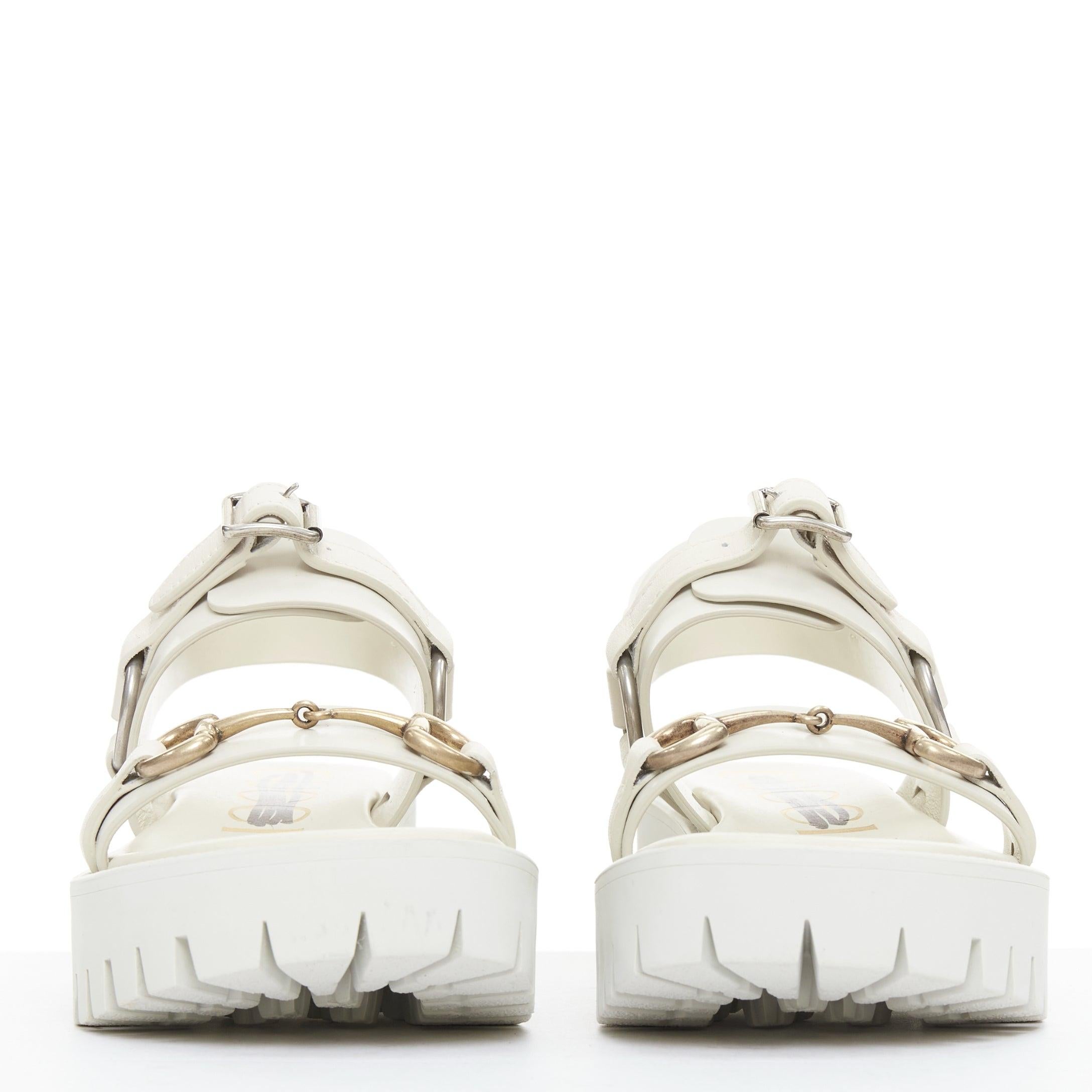 Bianco Gucci Bria mystic, vitello bianco, suola con morsetto, sandali da papà EU37 in vendita