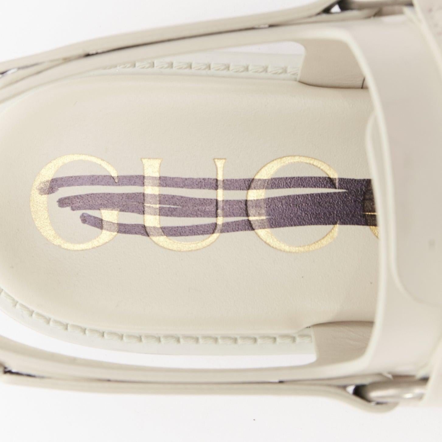 Gucci Bria mystic, vitello bianco, suola con morsetto, sandali da papà EU37 in vendita 4