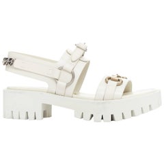 GUCCI Bria místico blanco becerro horsebit suela lug sandalias papá EU37