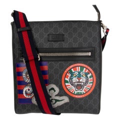 GUCCI brick black GG Supreme canvas NIGHT COURRIER Crossbody Messenger Bag