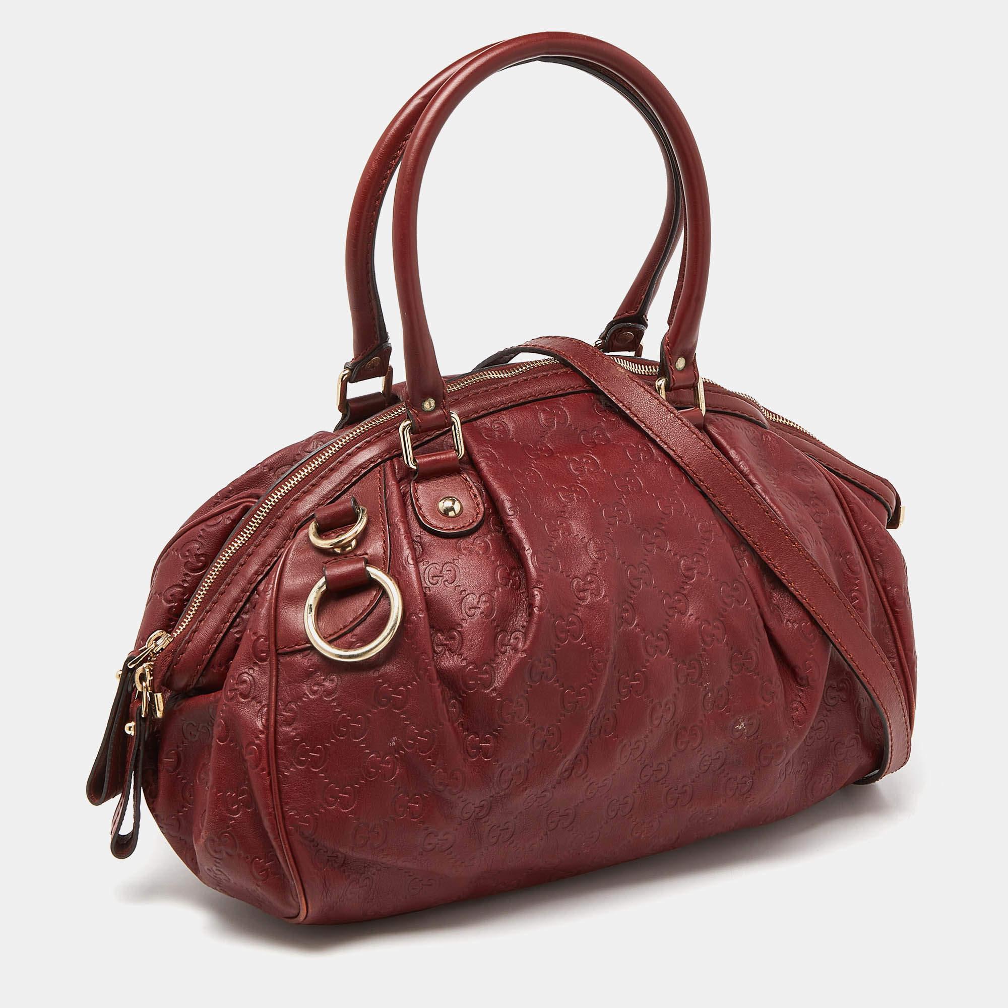 Gucci Brick Brown Guccissima Leather Medium Sukey Boston Bag In Fair Condition In Dubai, Al Qouz 2