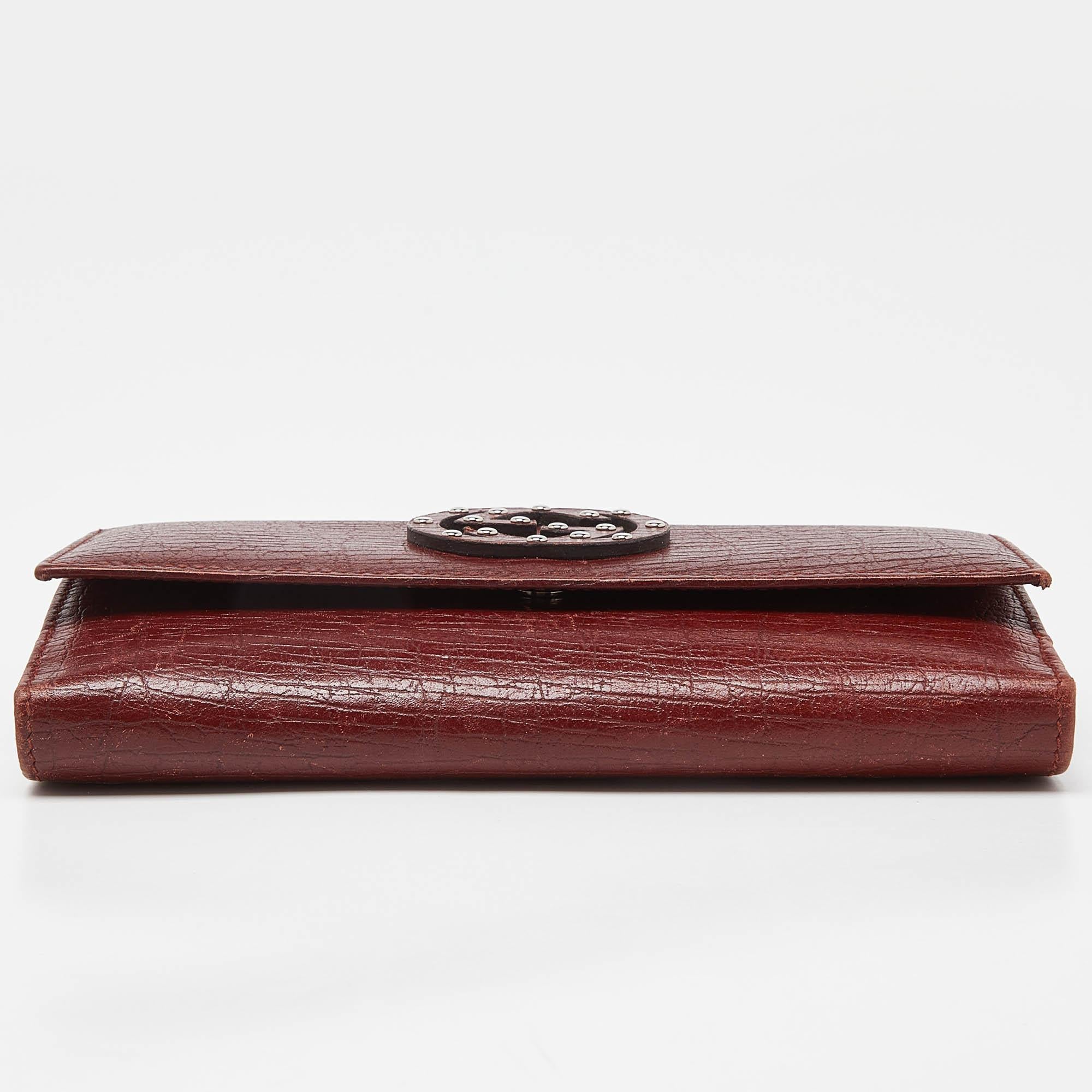 Gucci Brick Leather Soho Studded Continental Wallet For Sale 1