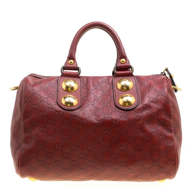 Gucci Brick Red Guccissima Leather Babouska Boston Bag For Sale at 1stDibs